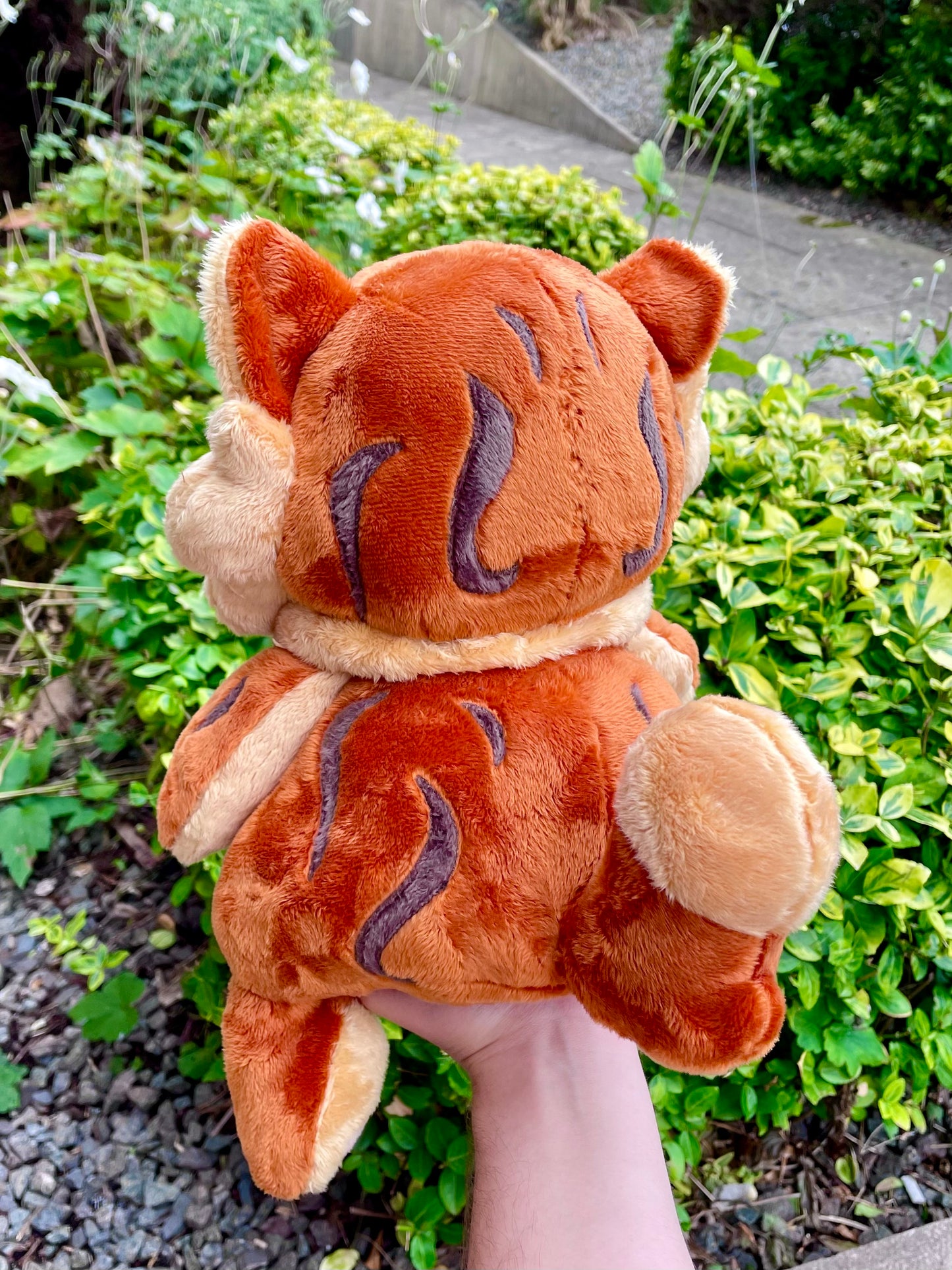 Hand Made Plush - Burnt Orange and Golden Yellow Sabertooth Tiger, Weighted and Floppy, Ready to Post.