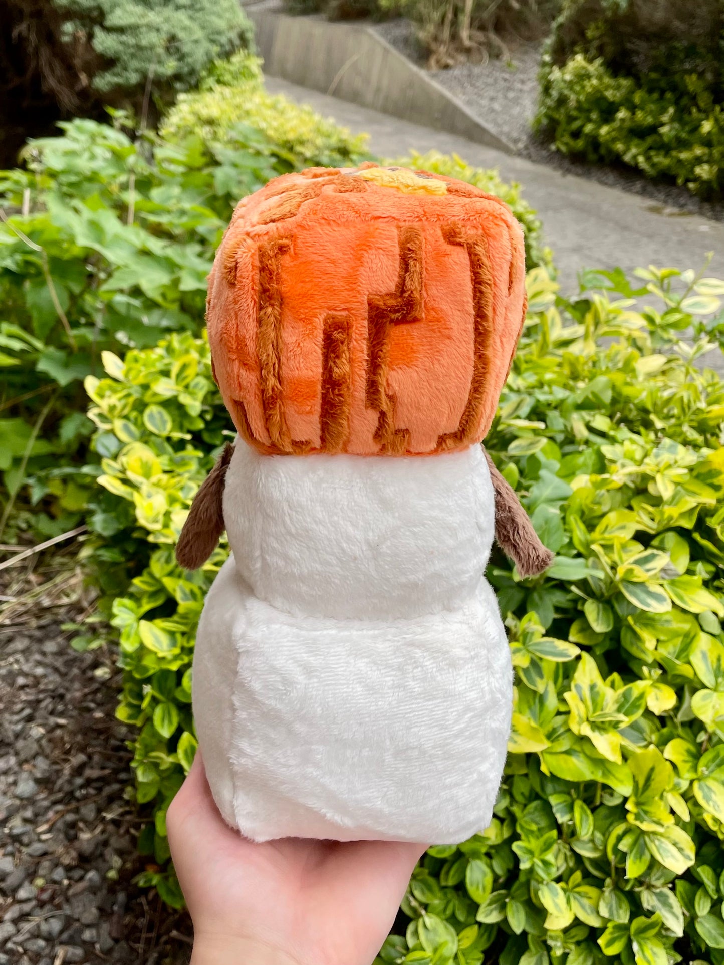 Made to Order Hand Made Plush - Snow Pumpkin Protector Golem, Craft and Mine Game, Stuffed Plushie (Up to 3 Week Wait-Time)