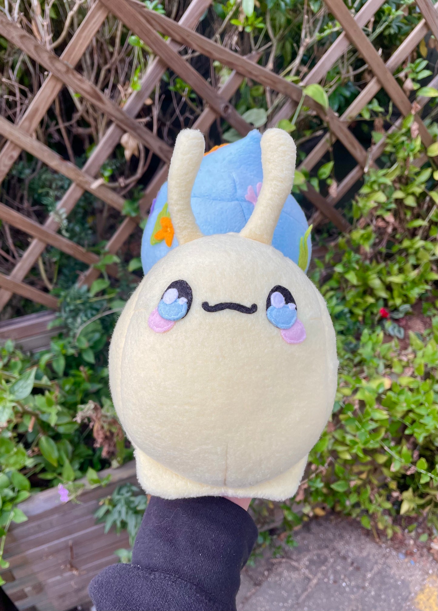 Hand-Made Plush - Pastel Yellow and Blue Conch Sea Snail, Ready to Post