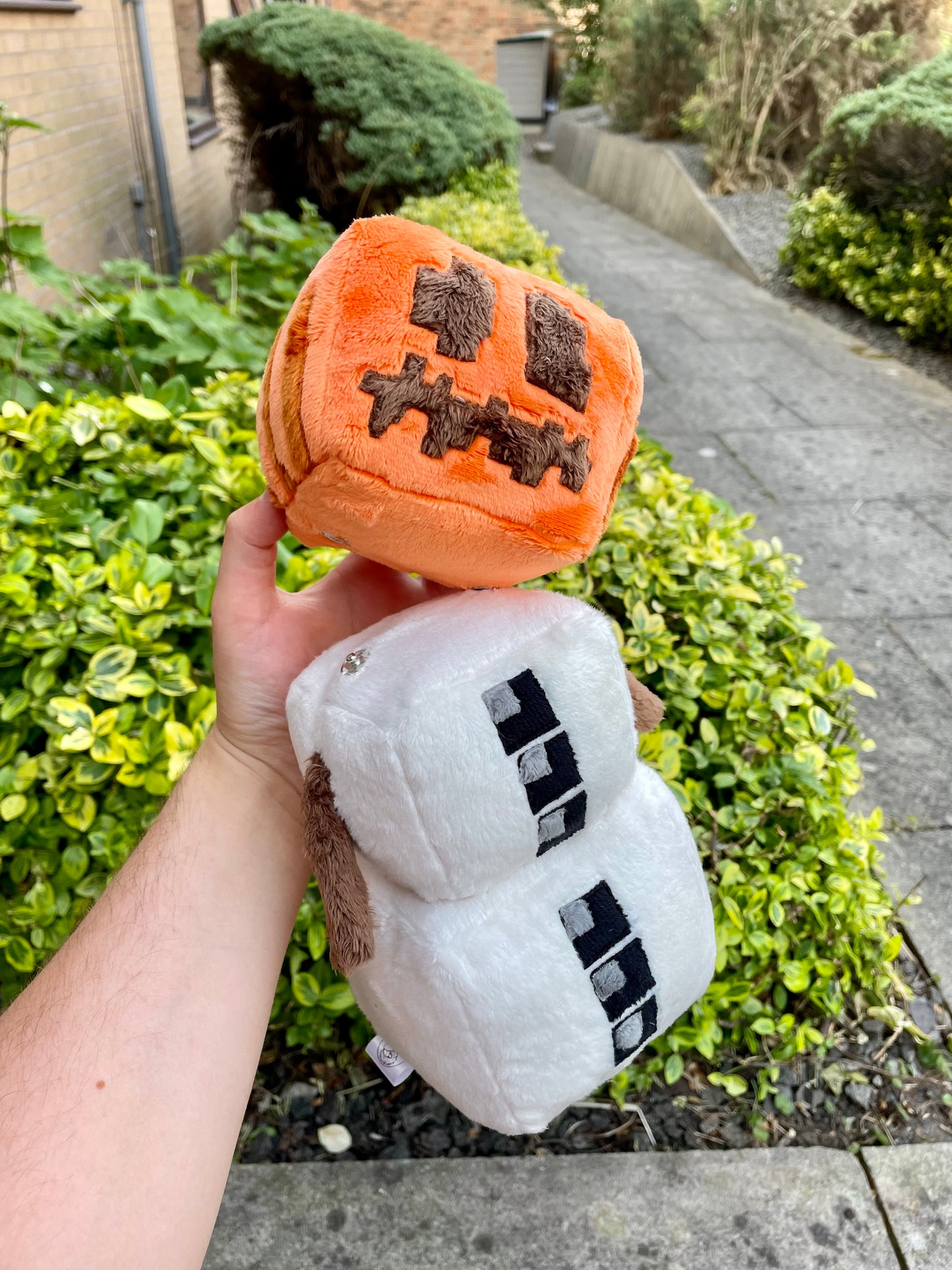 Made to Order Hand Made Plush - Snow Pumpkin Protector Golem, Craft and Mine Game, Stuffed Plushie (Up to 3 Week Wait-Time)
