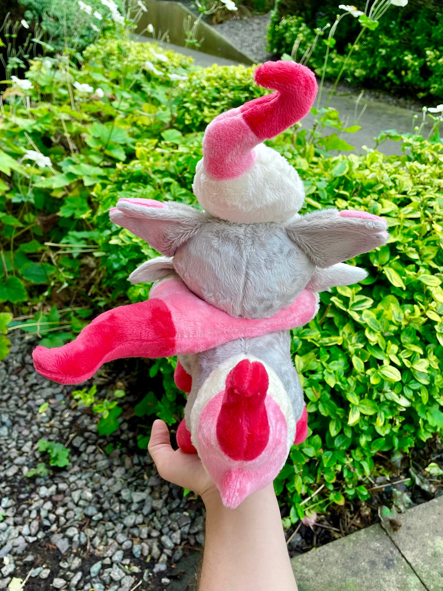 Hand Made Plush - Ghost/Normal Type Illusion Fox Pocket Monster, Red, White and Light Grey, Ready to Post.