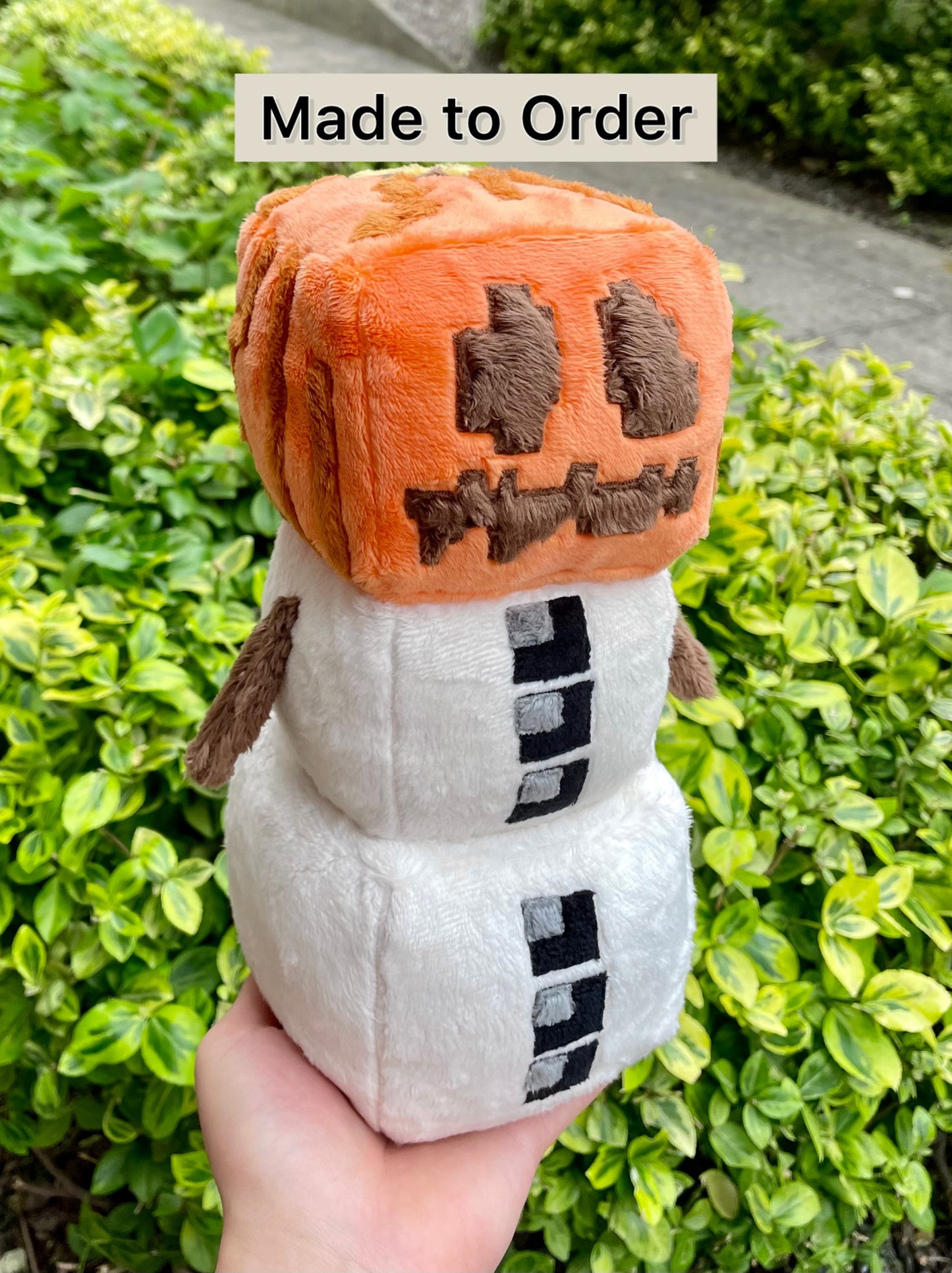 Made to Order Hand Made Plush - Snow Pumpkin Protector Golem, Craft and Mine Game, Stuffed Plushie (Up to 3 Week Wait-Time)