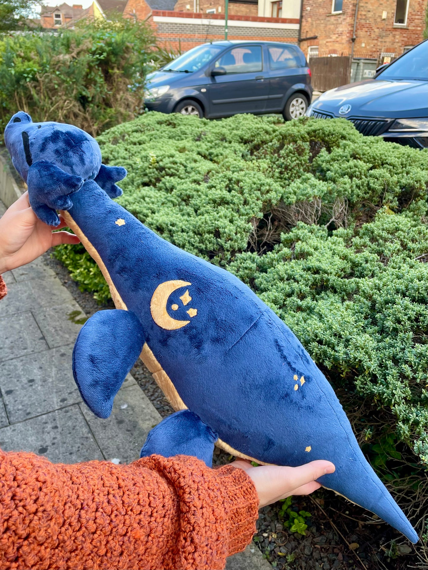 Private Listing - Plesiosaur Plushie with Stars and Moon Accents + Orange Korok Ready to Post.