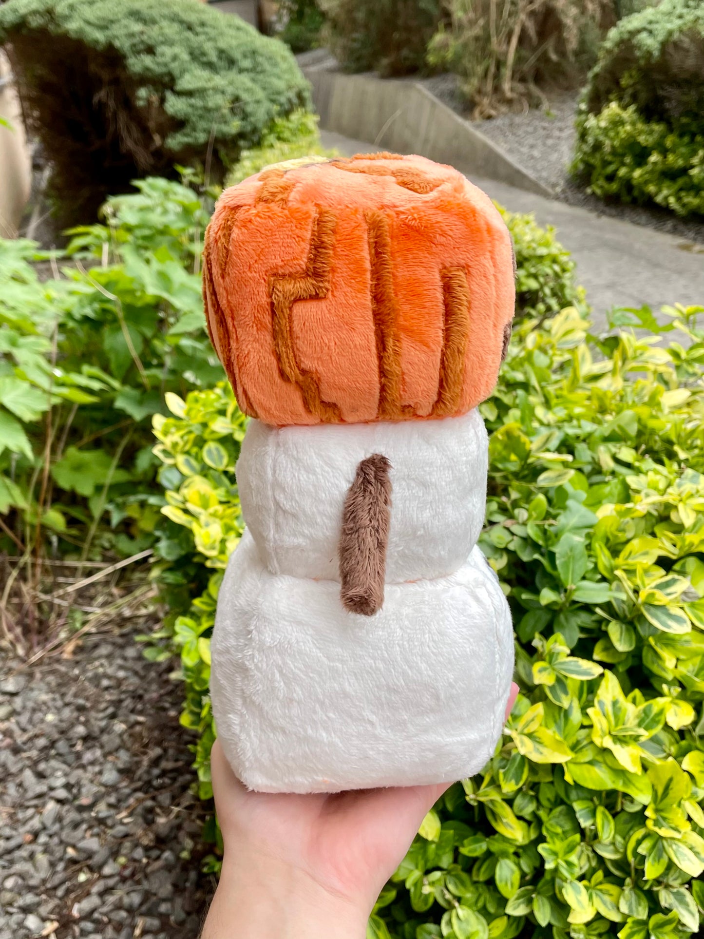 Made to Order Hand Made Plush - Snow Pumpkin Protector Golem, Craft and Mine Game, Stuffed Plushie (Up to 3 Week Wait-Time)