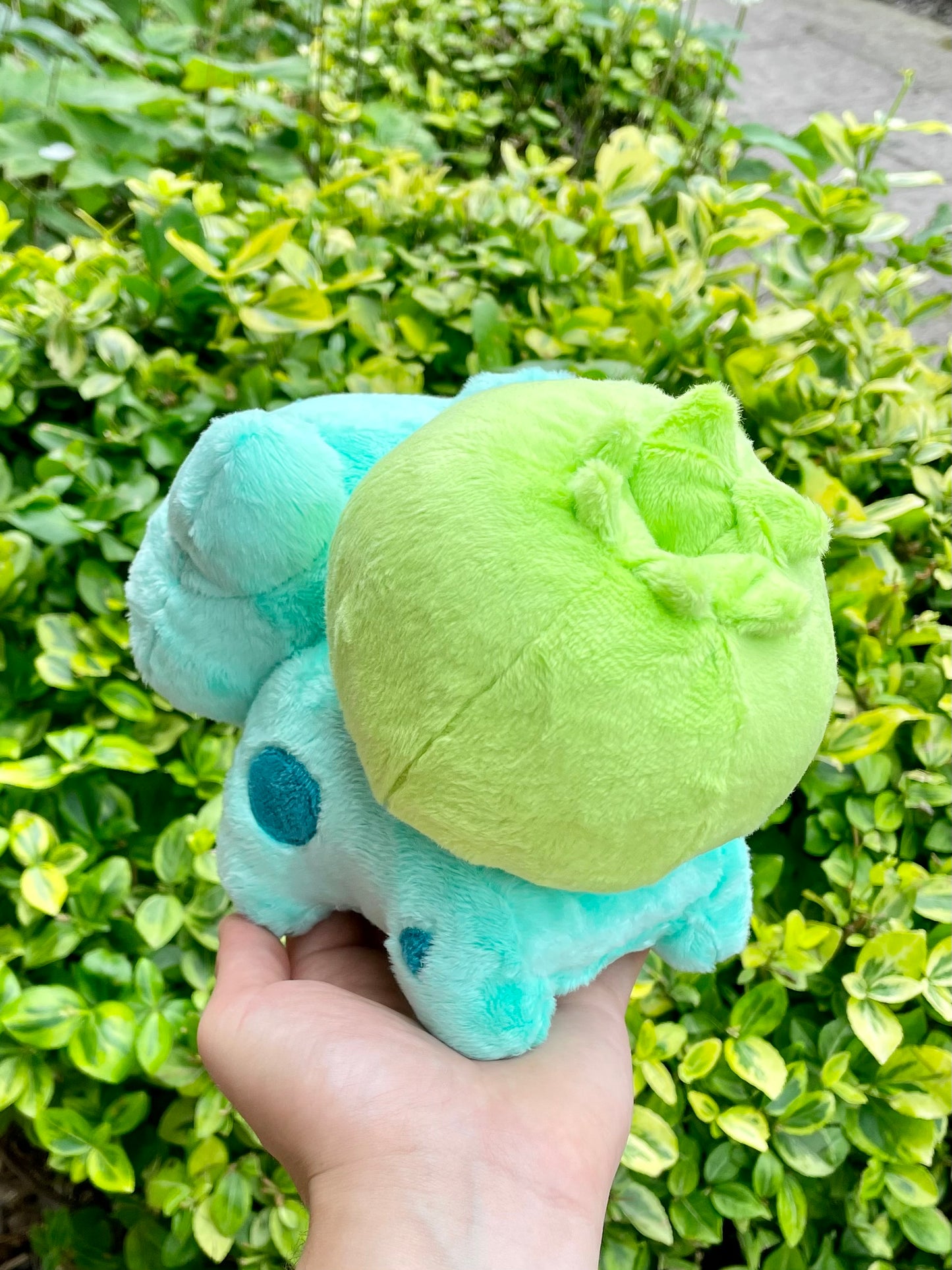 Hand Made Plush - Teal and Bright Green, Transformed, Bulb Pocket Monster Grass Frog Stuffed Plush, Ready to Post