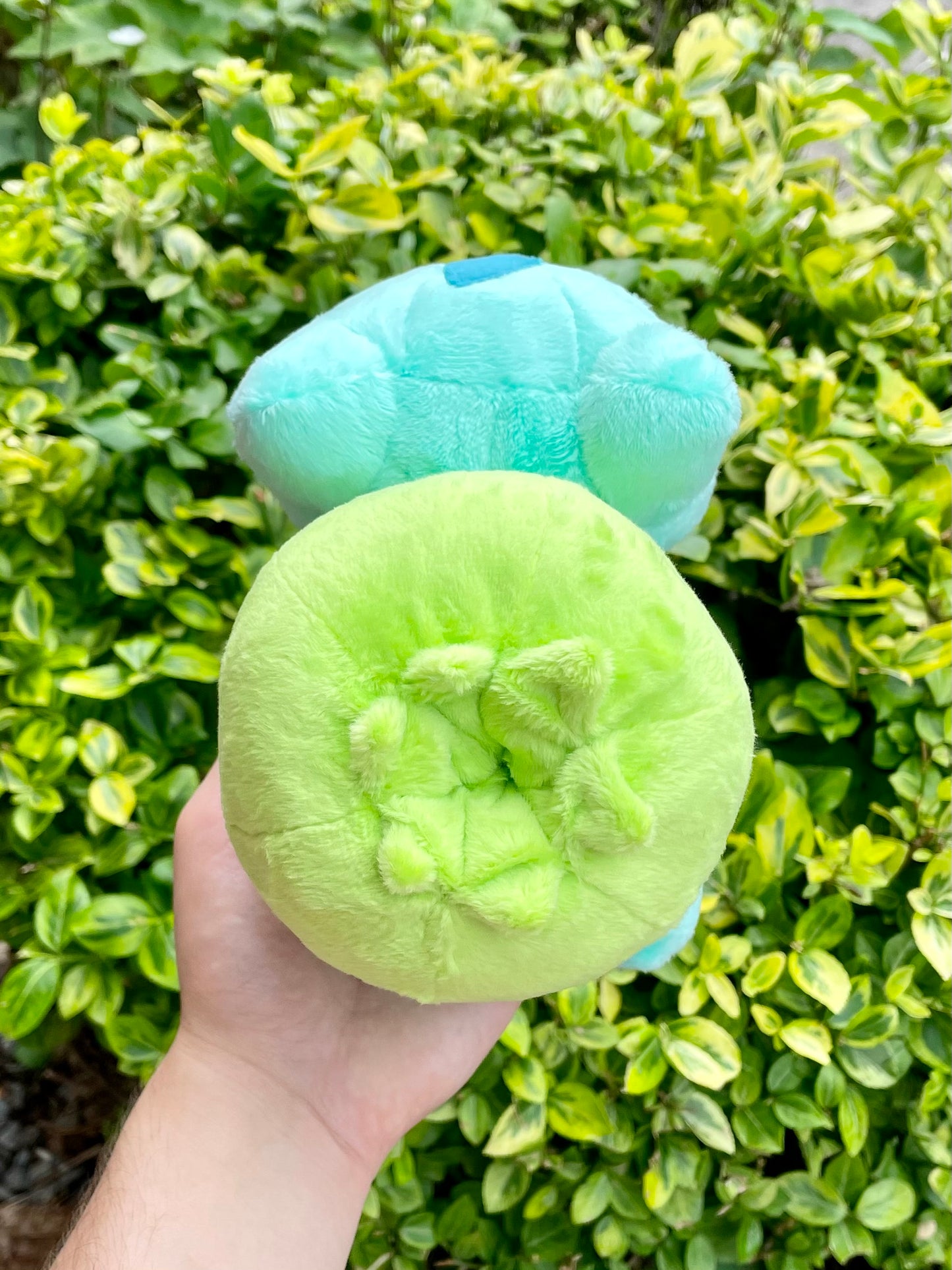 Hand Made Plush - Teal and Bright Green, Transformed, Bulb Pocket Monster Grass Frog Stuffed Plush, Ready to Post