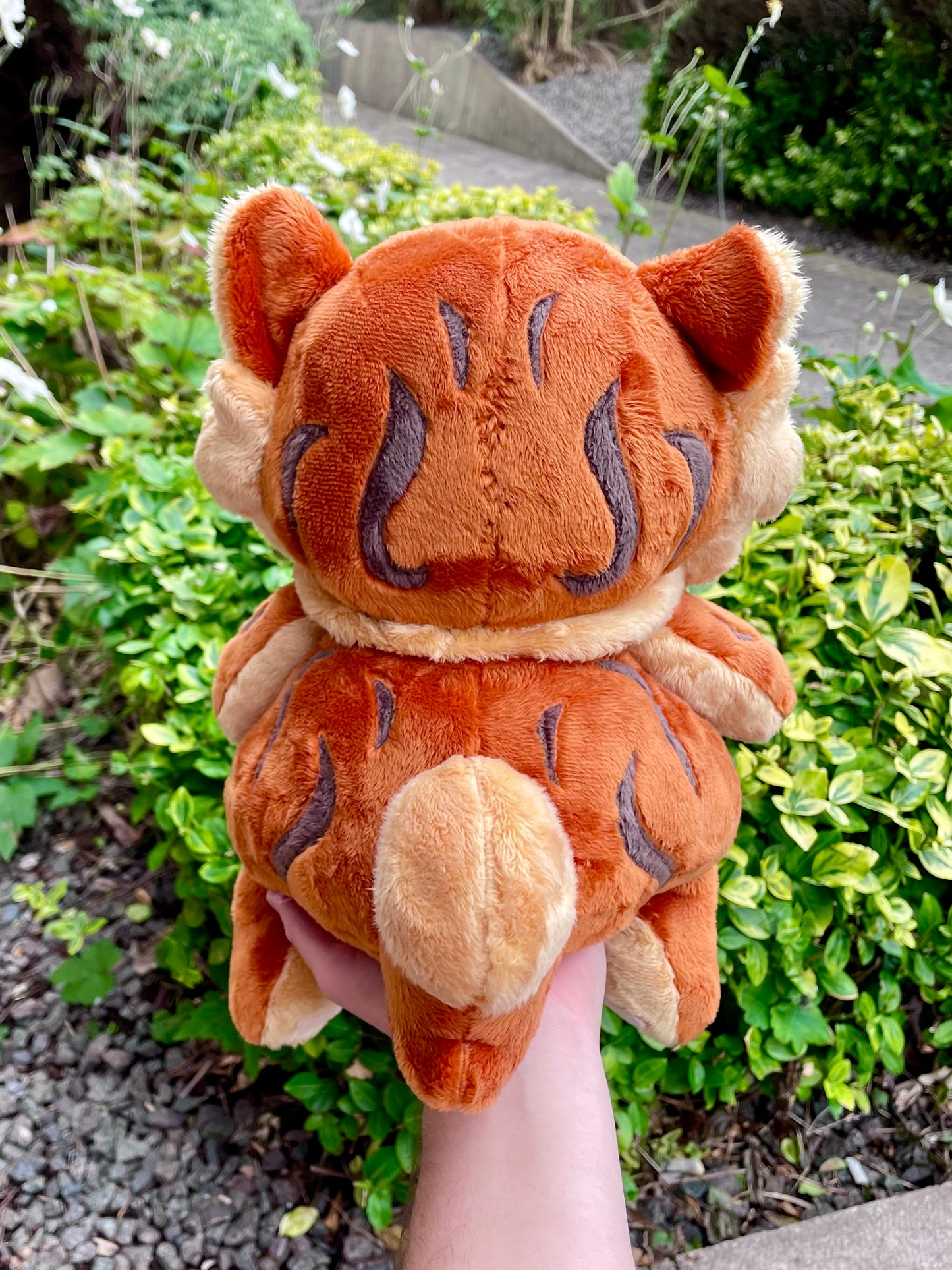 Hand Made Plush - Burnt Orange and Golden Yellow Sabertooth Tiger, Weighted and Floppy, Ready to Post.