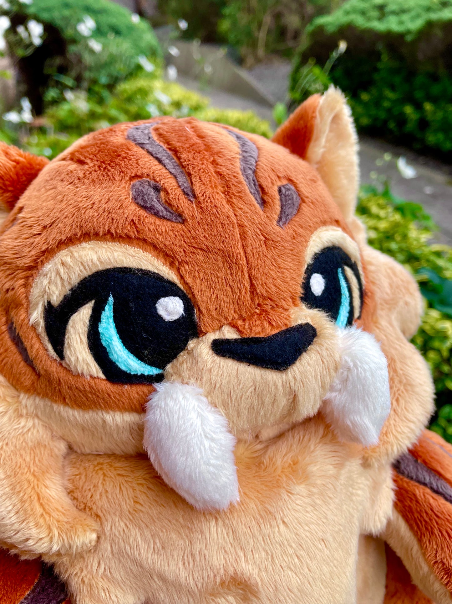 Hand Made Plush - Burnt Orange and Golden Yellow Sabertooth Tiger, Weighted and Floppy, Ready to Post.