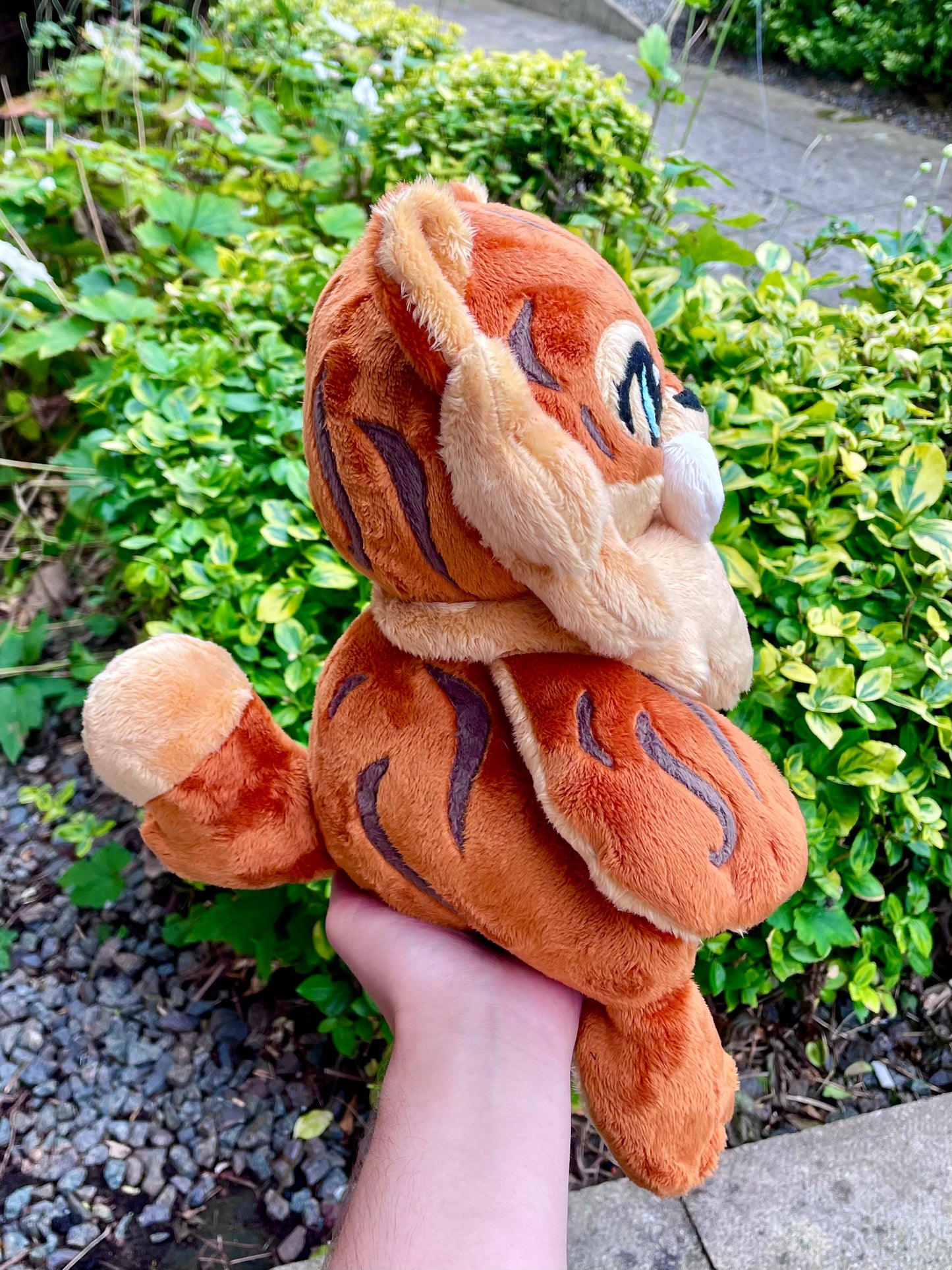 Hand Made Plush - Burnt Orange and Golden Yellow Sabertooth Tiger, Weighted and Floppy, Ready to Post.