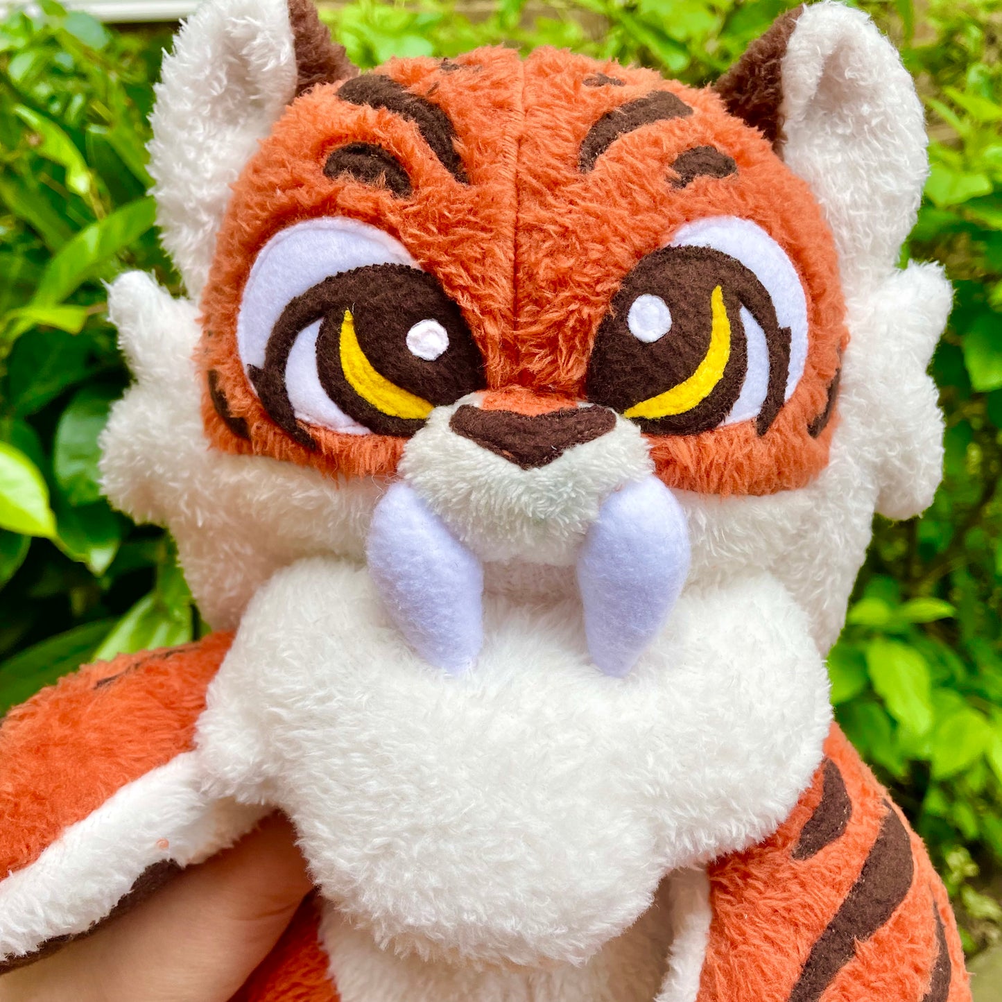 Rust Orange and Deep Brown, Floppy Sabertooth Tiger Plush