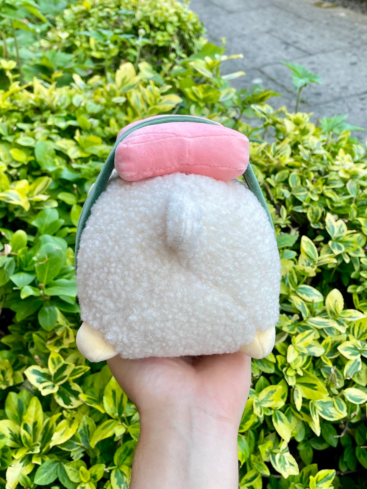 Hand Crafted Plushie - Sushi Sheep with Removable Nigiri and Salmon, with Fish-Cake Horns Plush, Ready to Post.