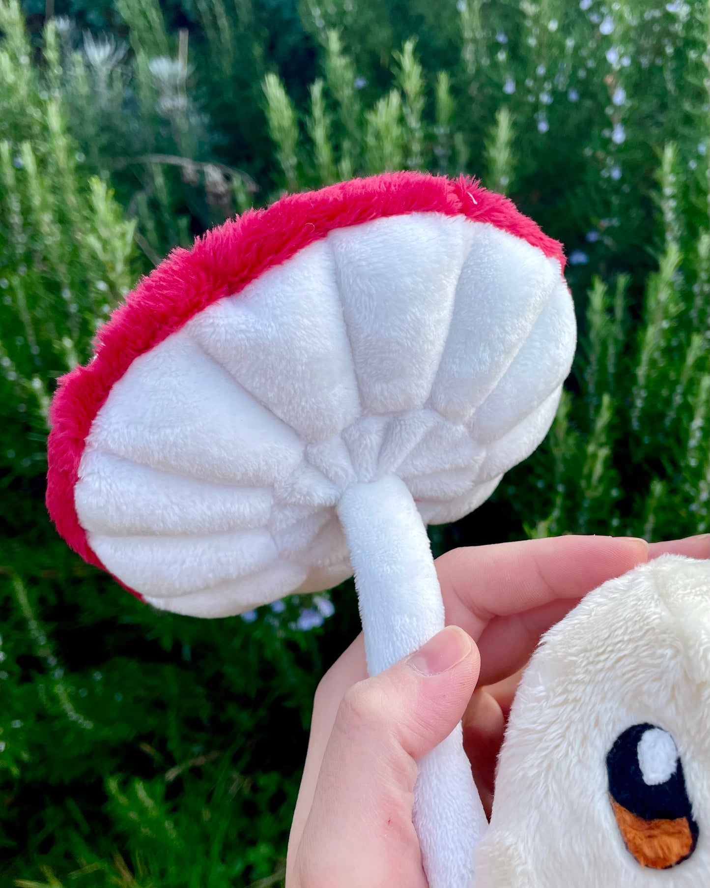 Hand-Crafted Plush, Made to Order - Ghost Sprite Plush with Posable Wired Mushroom (Up to 4 Week Wait)