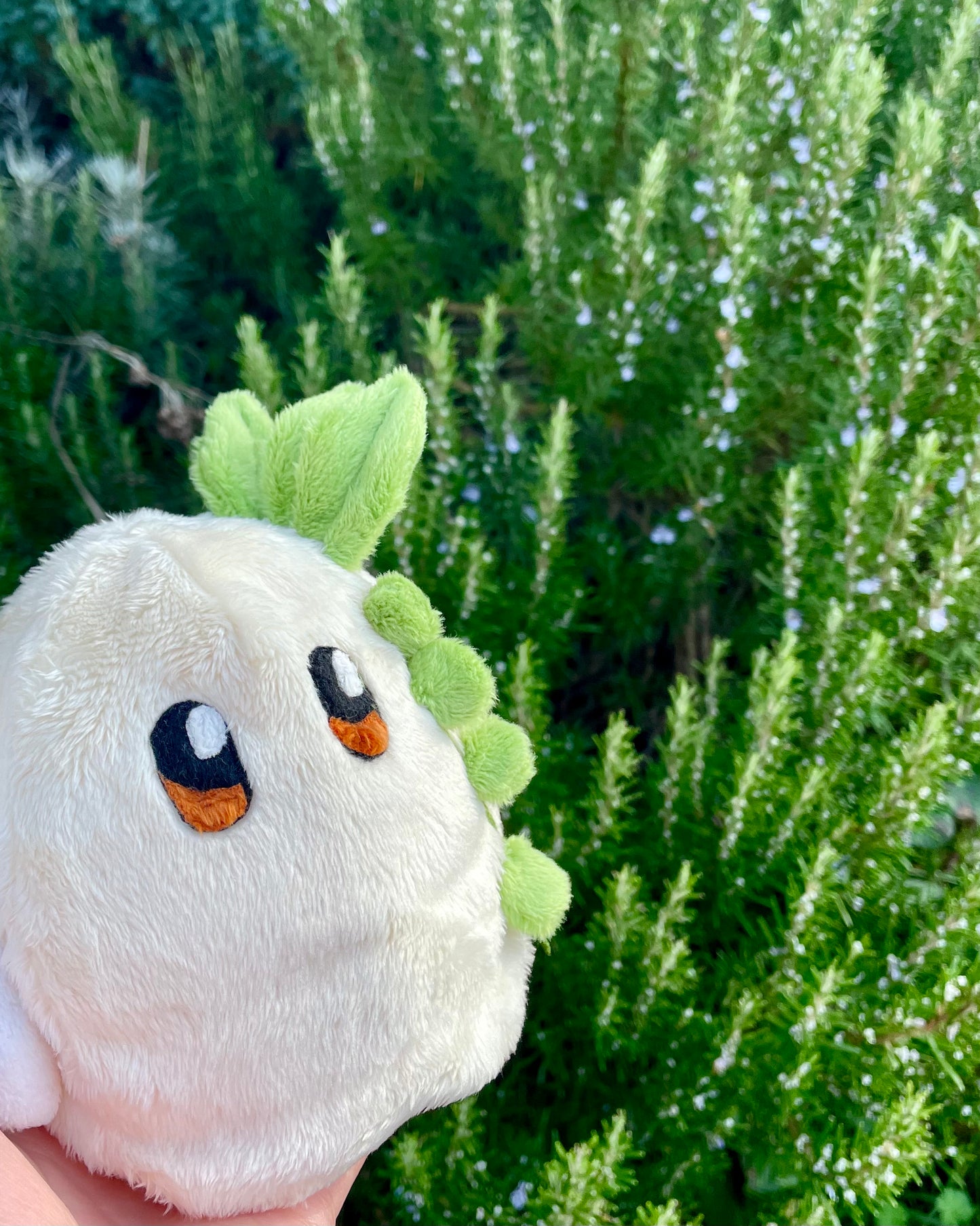 Hand-Crafted Plush, Made to Order - Ghost Sprite Plush with Posable Wired Mushroom (Up to 4 Week Wait)