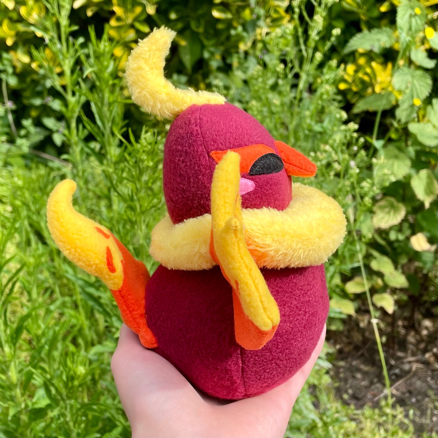 Deep Berry Red and Bright Orange Phoenix Plush