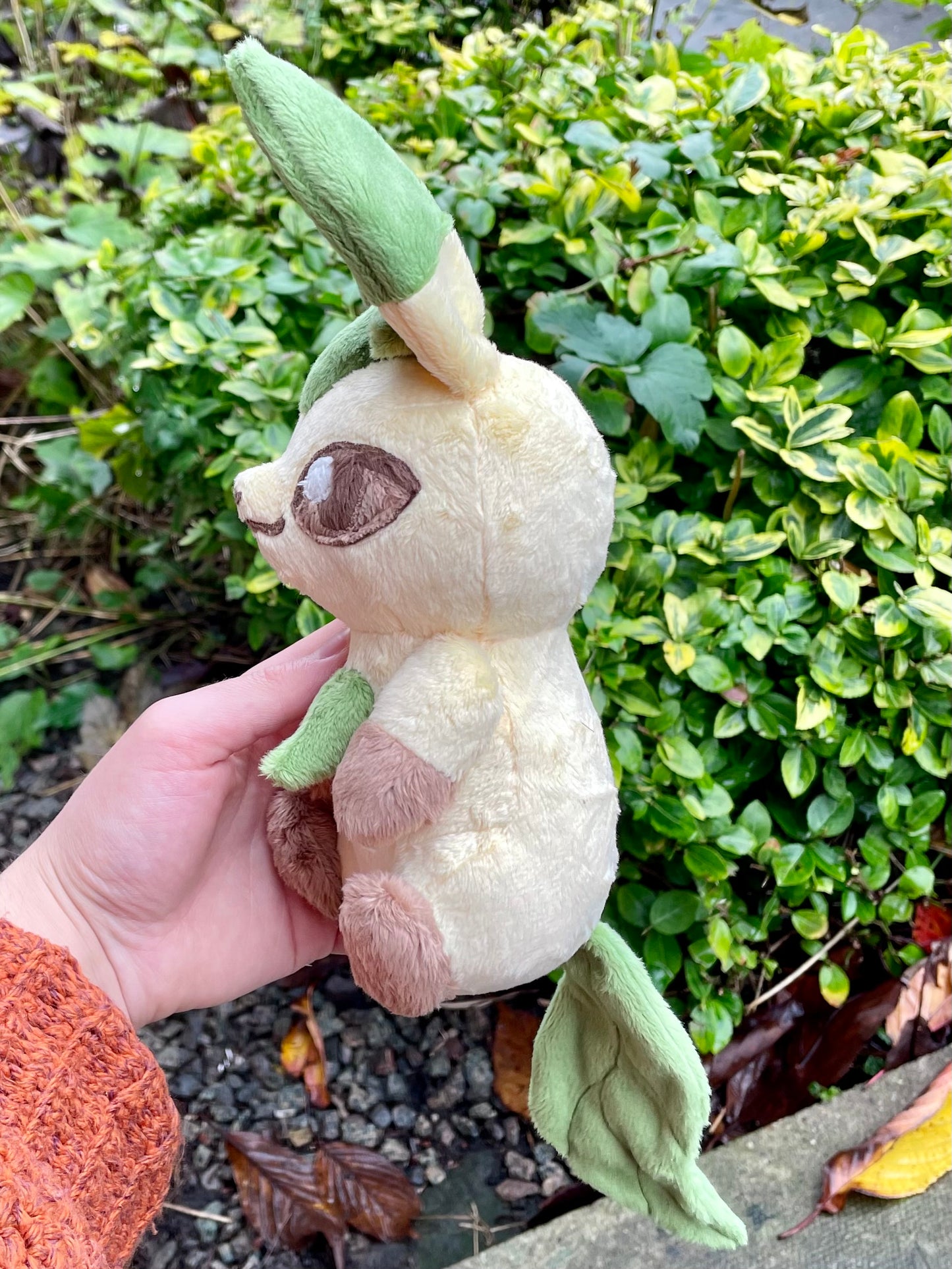 Hand-Crafted Plush - Green and Light Yellow, Super Soft Grass Type Evolution Plush, Ready to Post