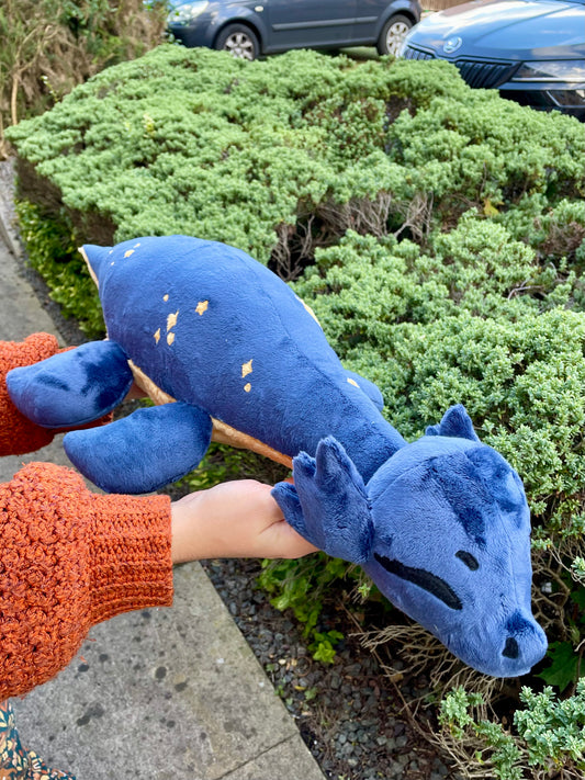 Private Listing - Plesiosaur Plushie with Stars and Moon Accents + Orange Korok Ready to Post.