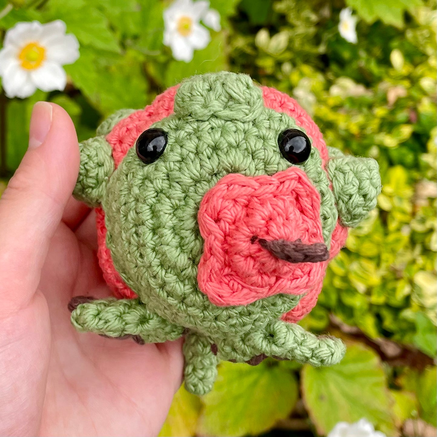 Sage green and Bright Peach Chonky Pumpkin Dragon Crocheted Plushie