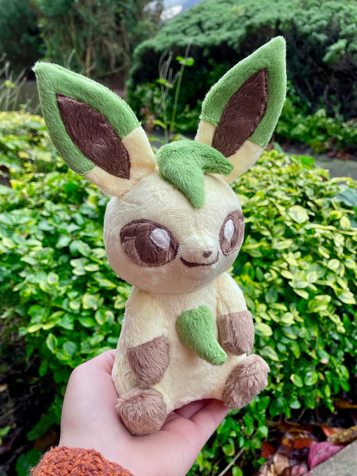 Hand-Crafted Plush - Green and Light Yellow, Super Soft Grass Type Evolution Plush, Ready to Post