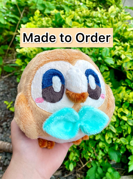 Made to Order Hand Made Plush - Round Grass Owl Pocket Monster Plush, Shiny or Normal Colours Available. (Up to 3 Week Wait)