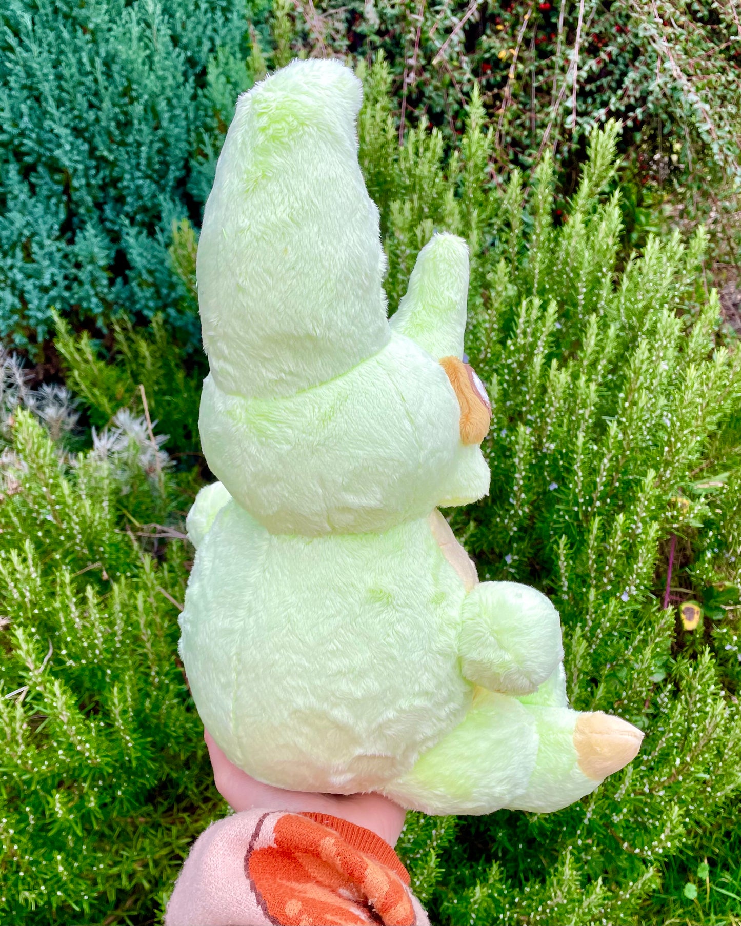 Hand Crafted Plush - Soft Green and Yellow Hercules Plush, 14” Tall, Ready to Post.