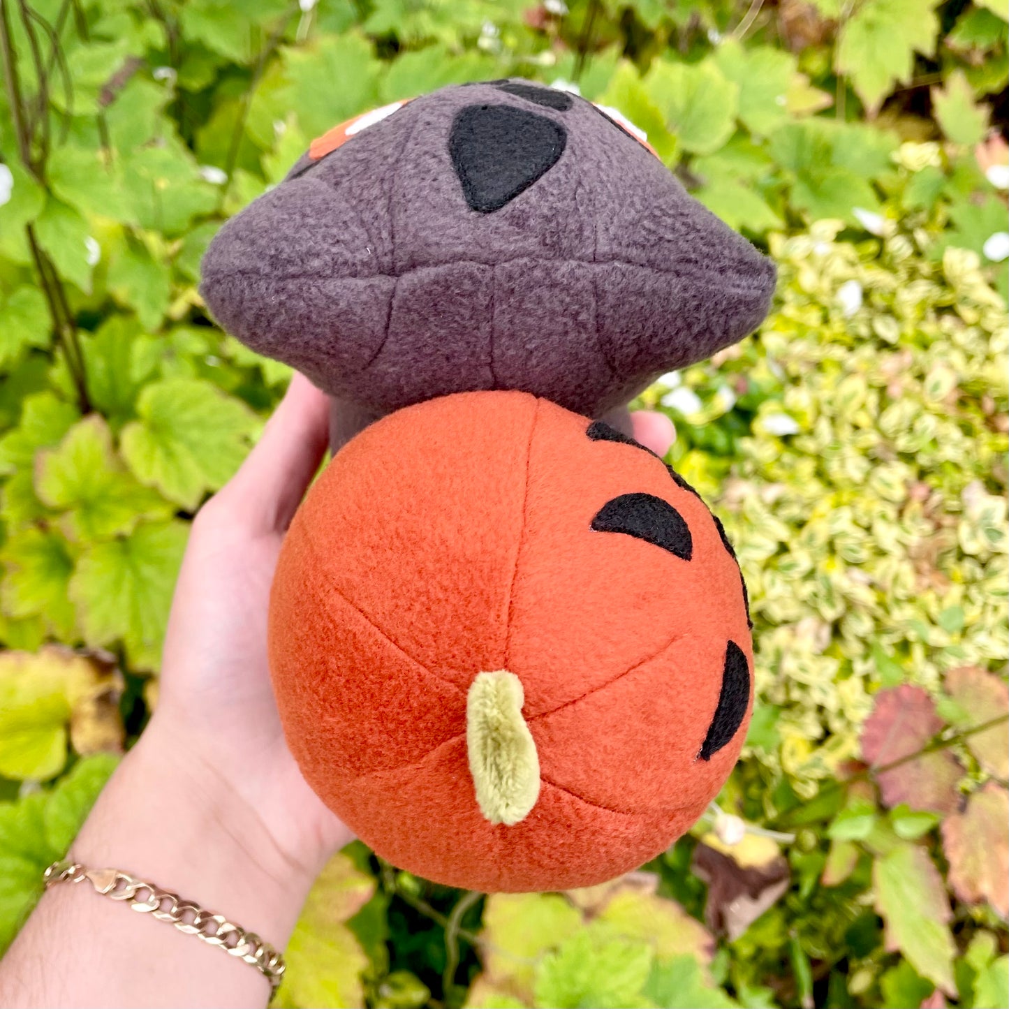 Rust Orange and Slate Grey Pumpkin Halloween Bulbasaur Inspired Pokemon Stuffed Plush