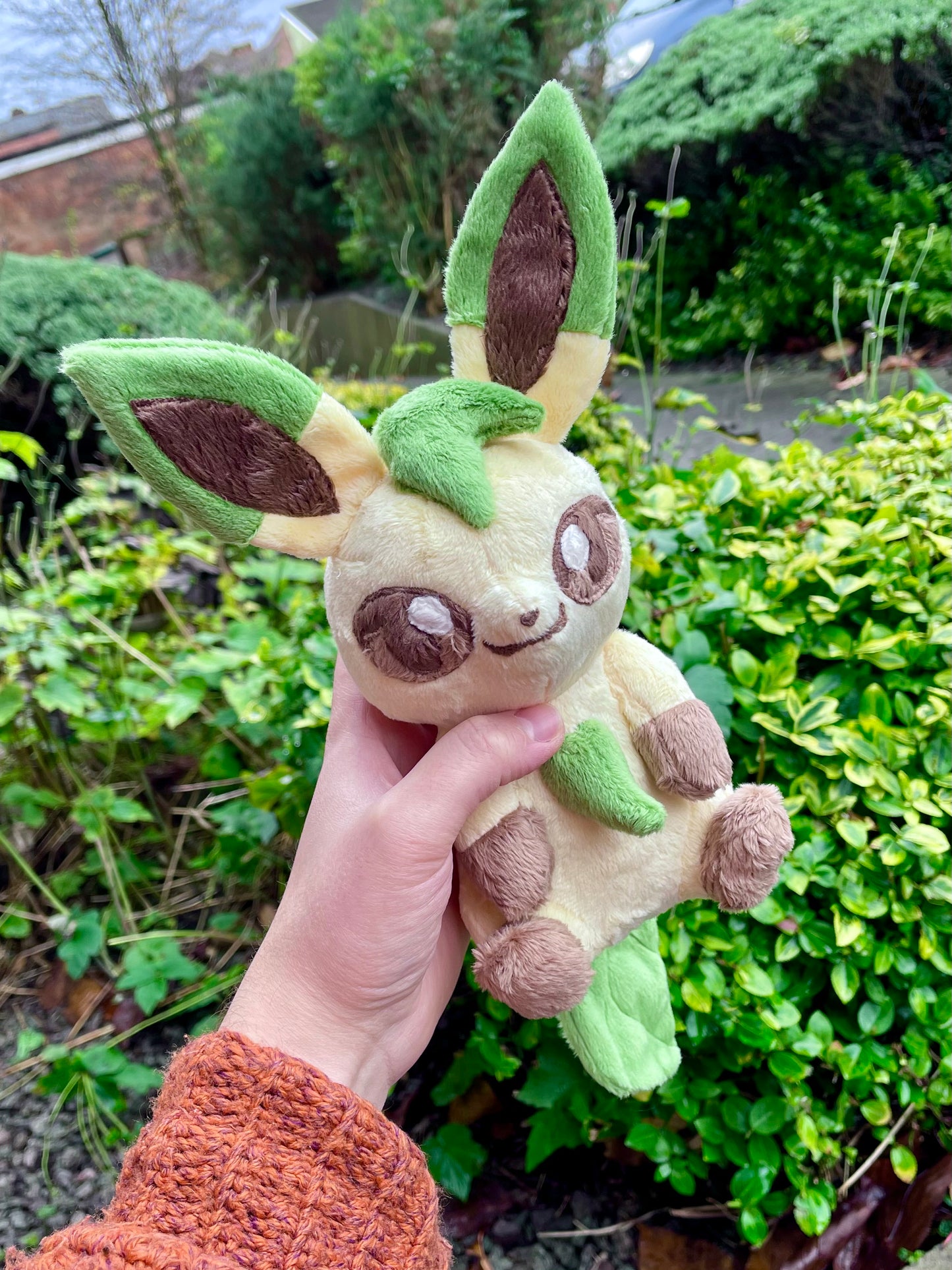 Hand-Crafted Plush - Green and Light Yellow, Super Soft Grass Type Evolution Plush, Ready to Post