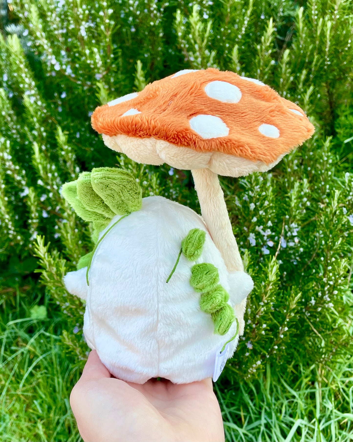 Hand-Crafted Plush, Made to Order - Ghost Sprite Plush with Posable Wired Mushroom (Up to 4 Week Wait)