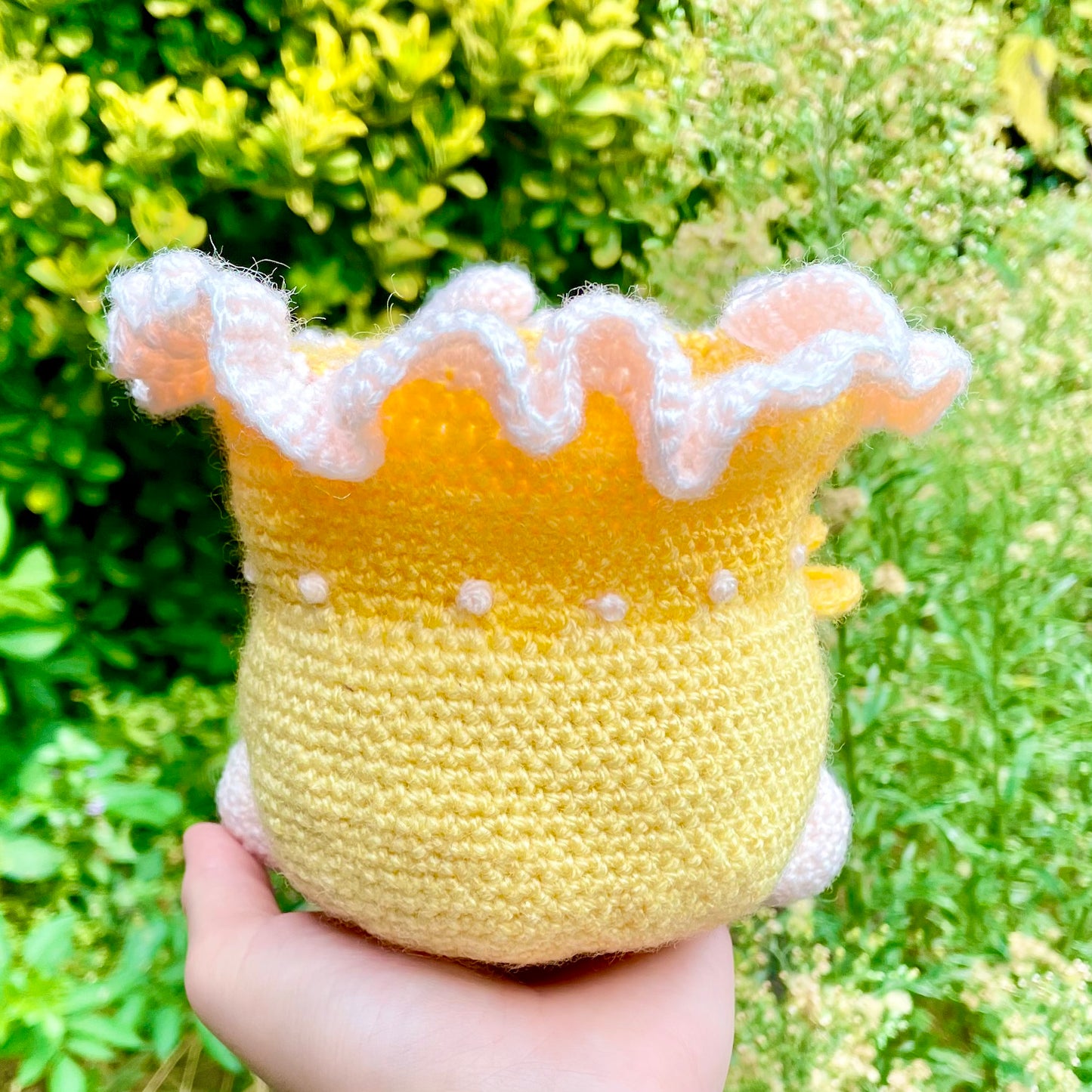 Yellow and Light Peach Chanterelle Mushroom Fungi Friend Crocheted Plushie