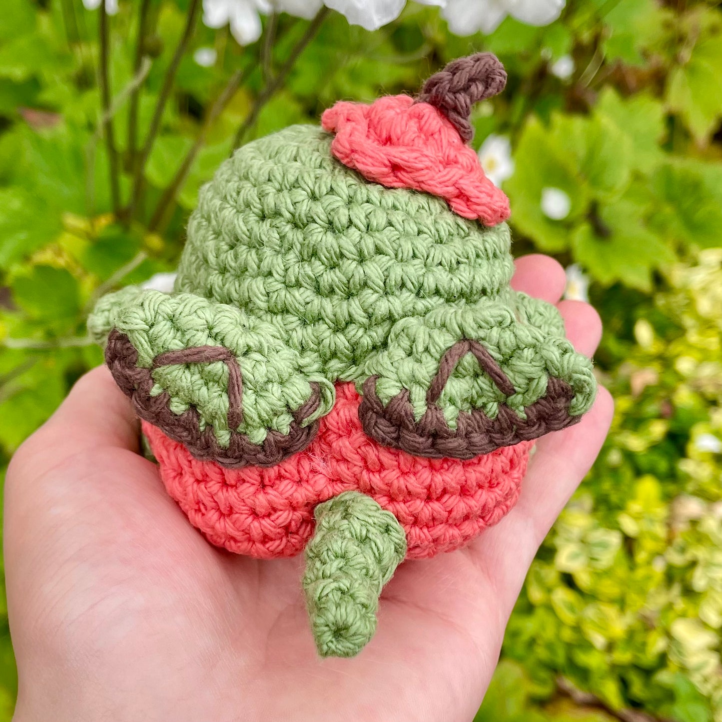 Sage green and Bright Peach Chonky Pumpkin Dragon Crocheted Plushie