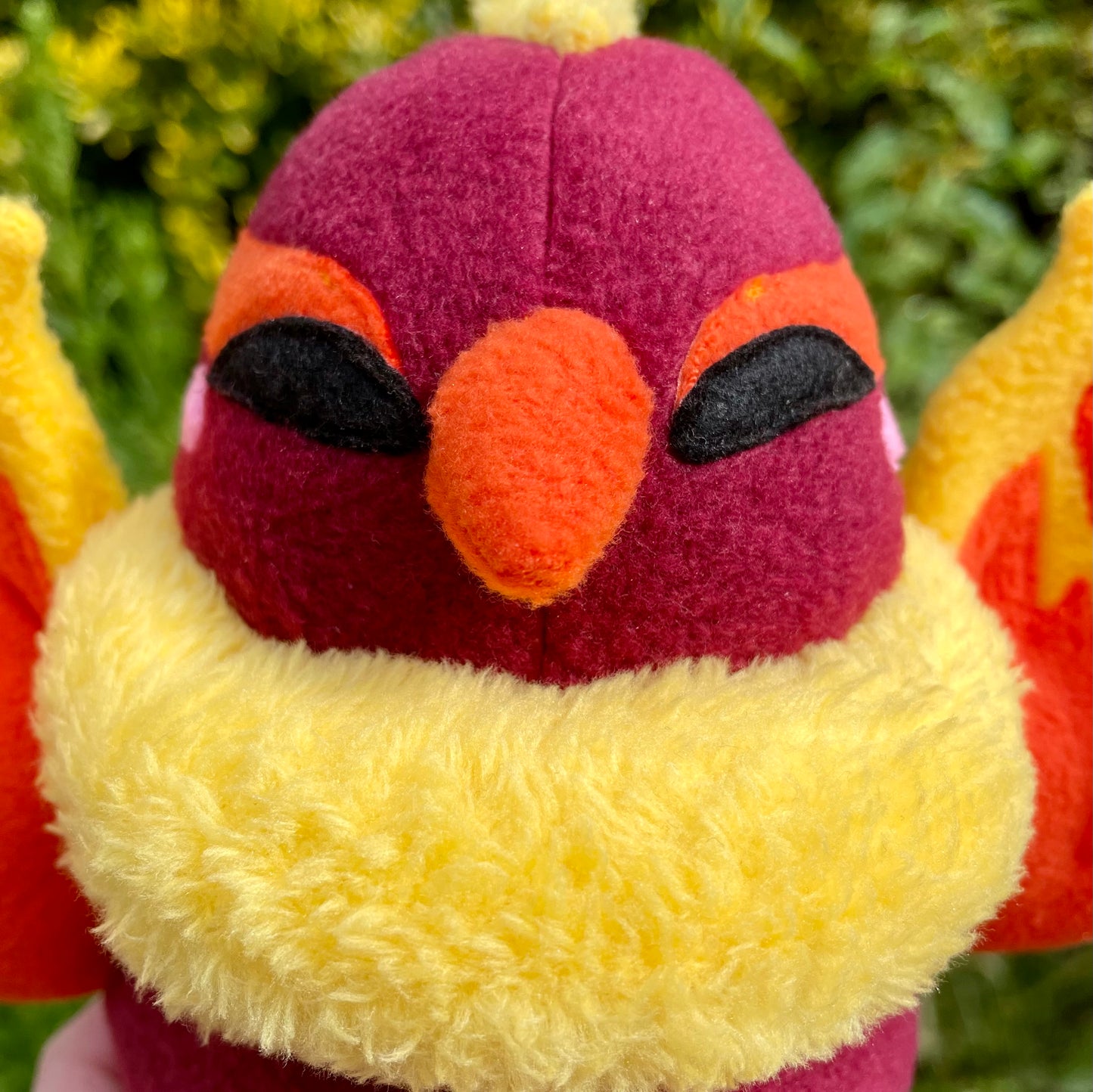 Deep Berry Red and Bright Orange Phoenix Plush