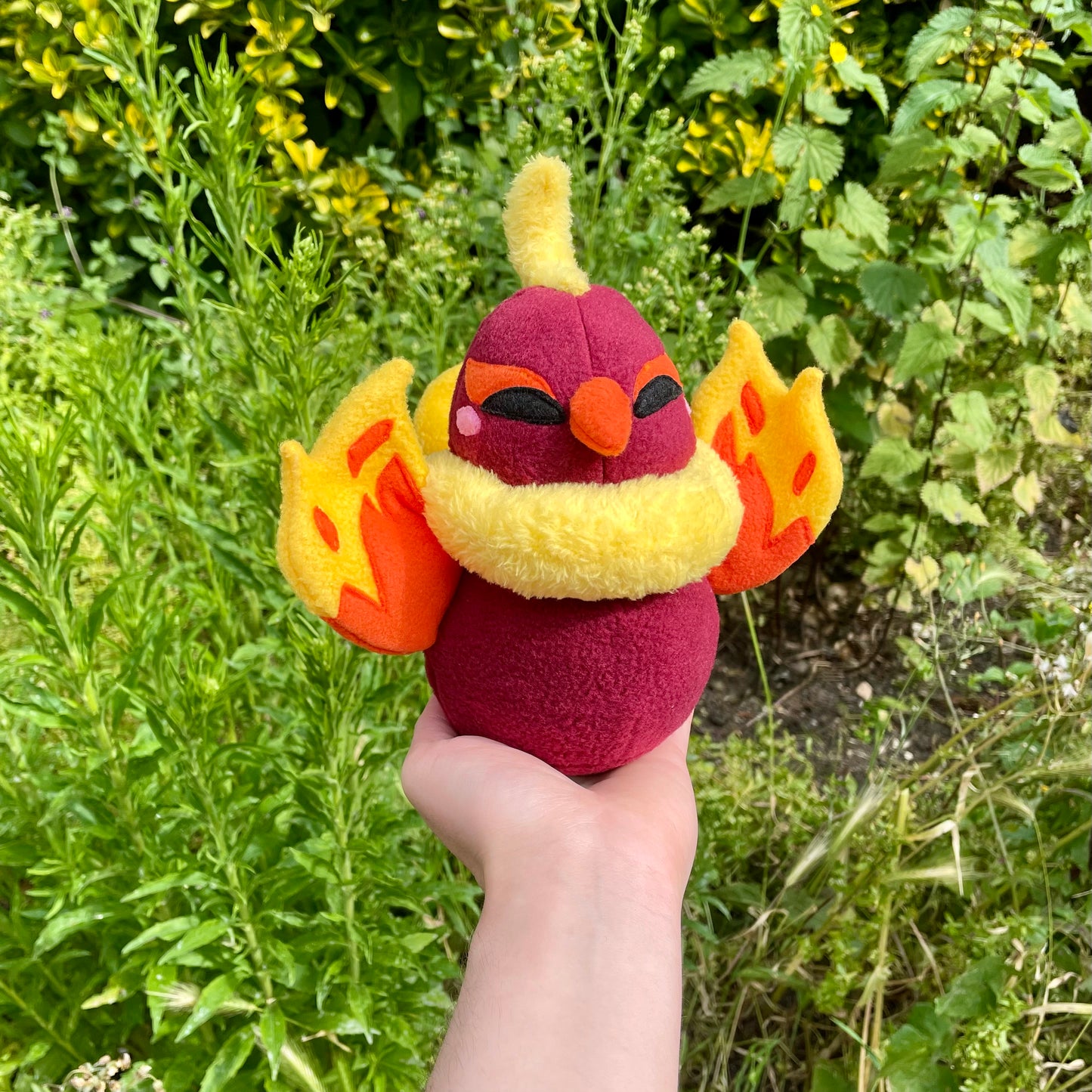 Deep Berry Red and Bright Orange Phoenix Plush