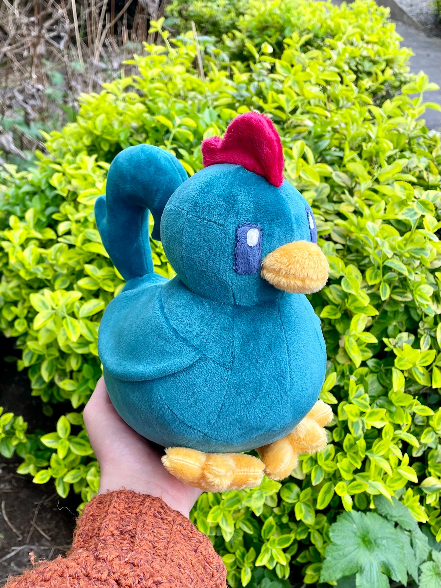 Hand Crafted Plushie - Blue Chicken, Cosy Farming Game Plush, Ready to Post.