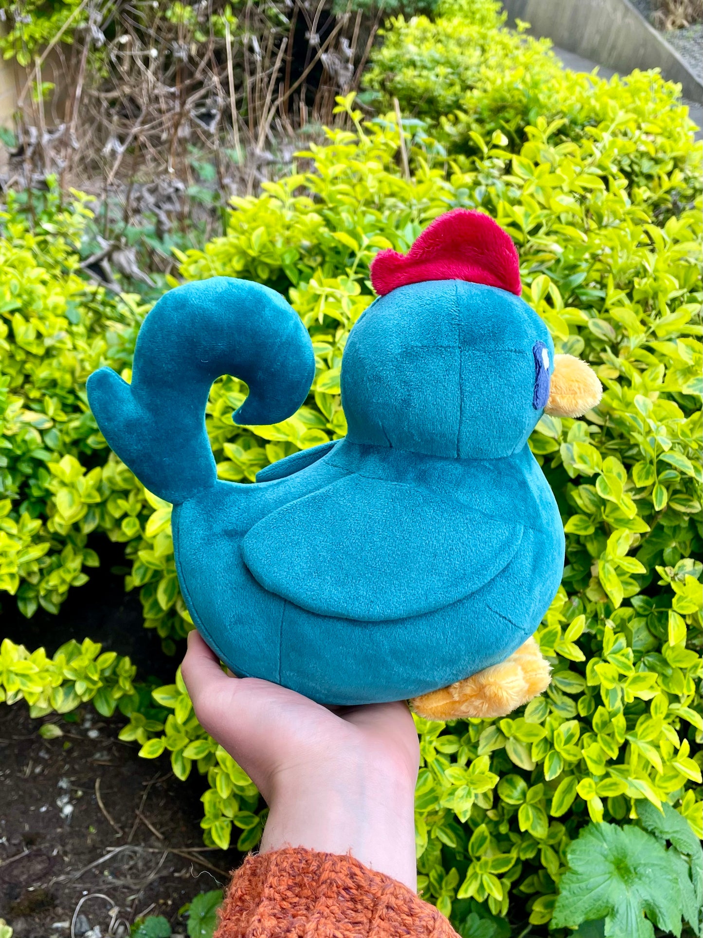 Hand Crafted Plushie - Blue Chicken, Cosy Farming Game Plush, Ready to Post.