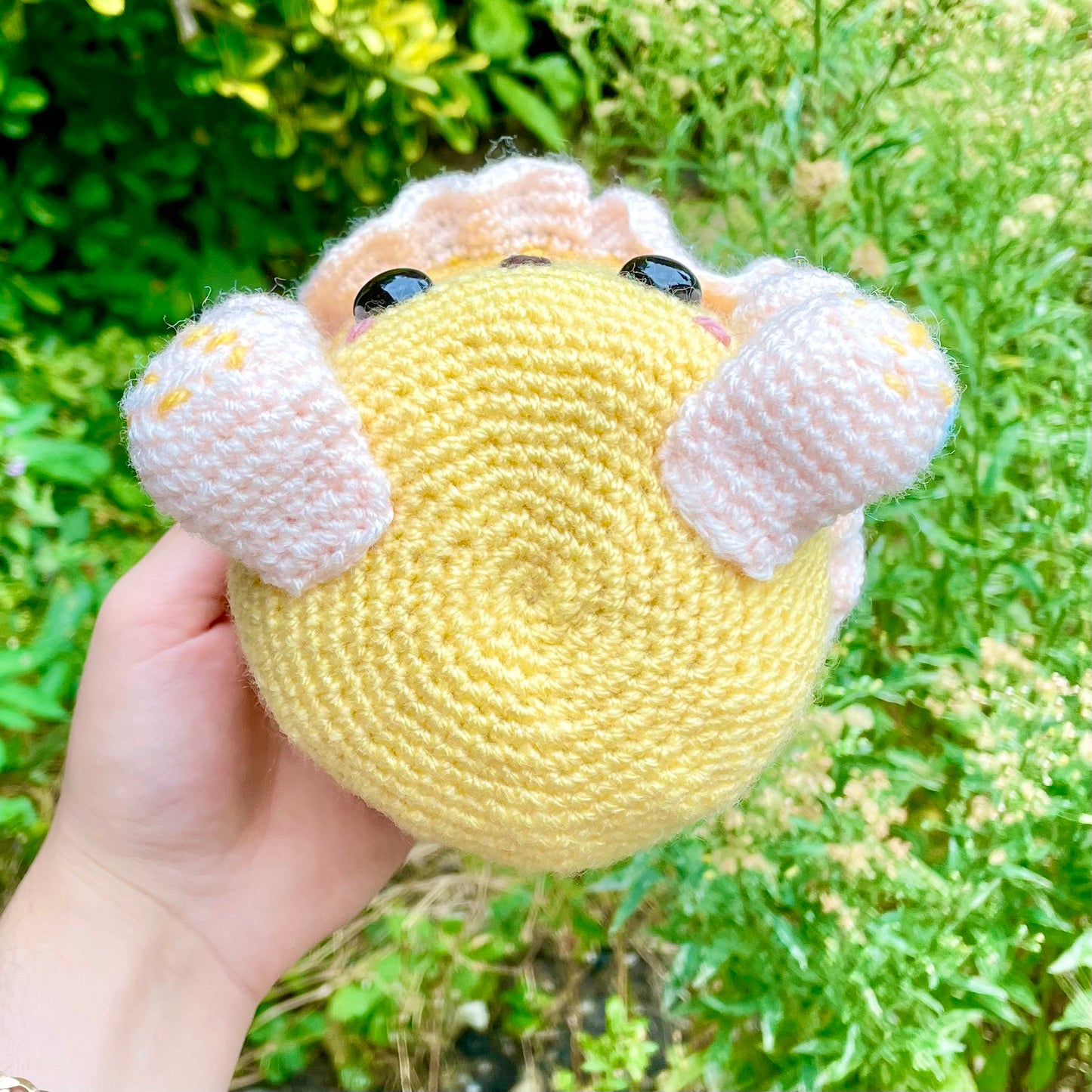 Yellow and Light Peach Chanterelle Mushroom Fungi Friend Crocheted Plushie