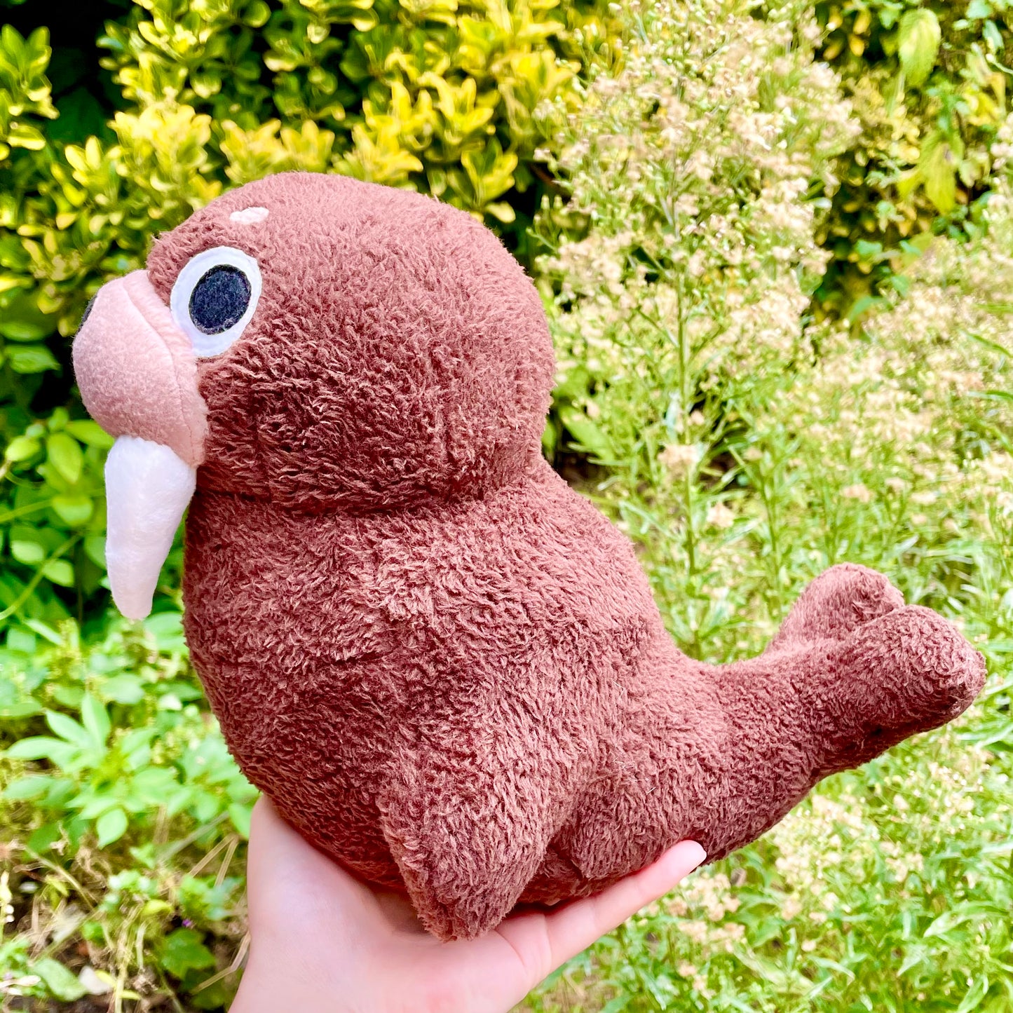 Super Fluffy Warm Brown Derpy Walrus Plushie