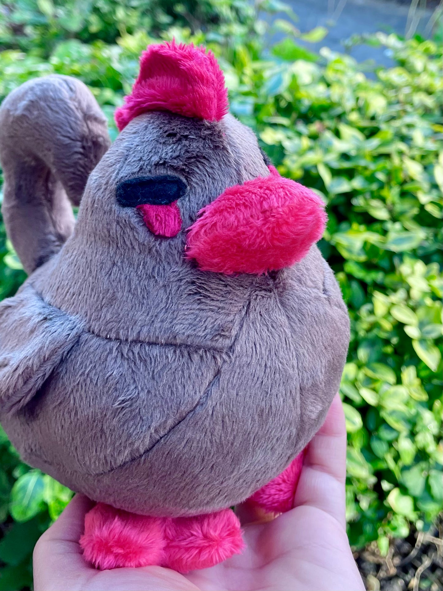 Hand Crafted Plushie - Black and Red Chicken Plush, Fan Art Cosy Valley Game, Ready to Post.