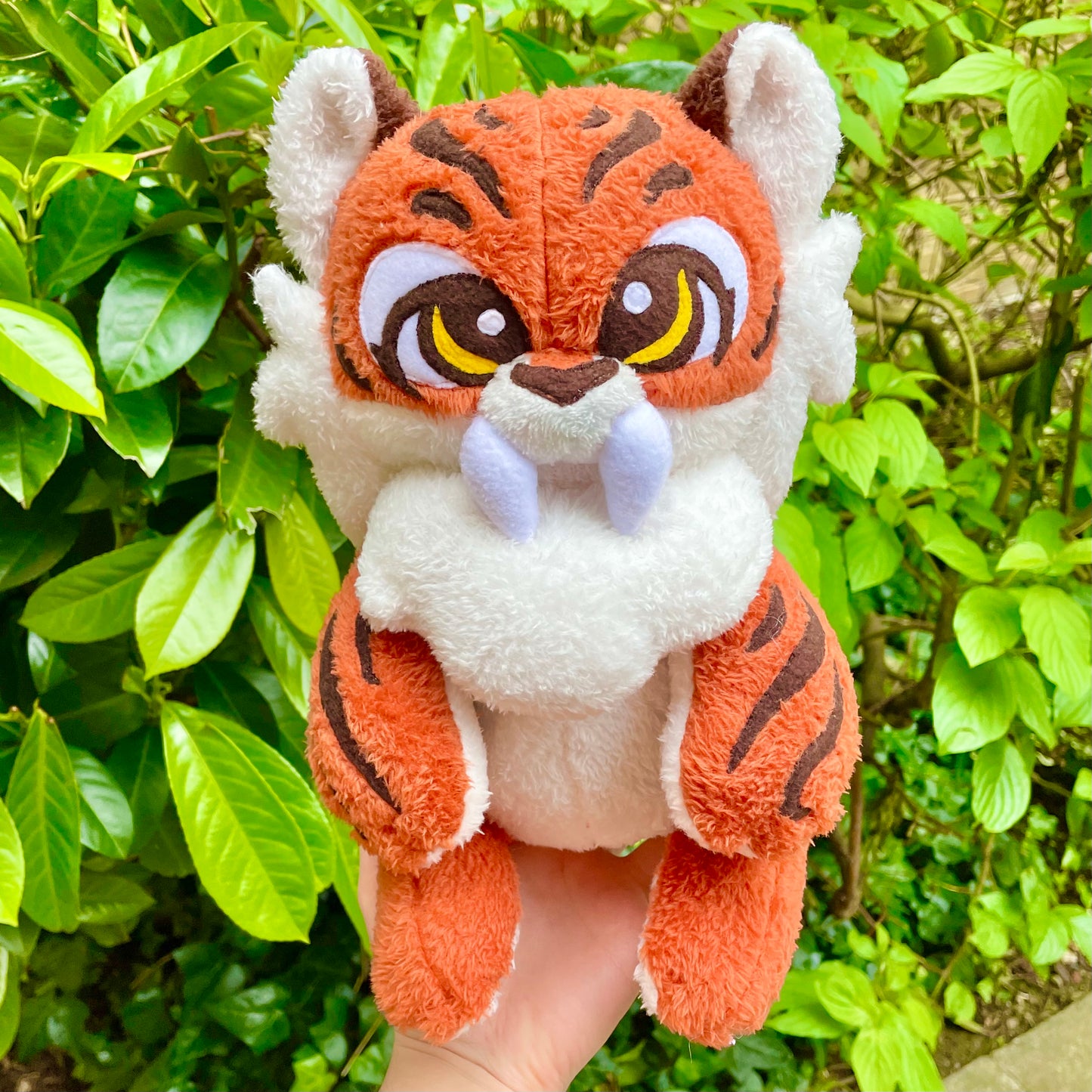 Rust Orange and Deep Brown, Floppy Sabertooth Tiger Plush