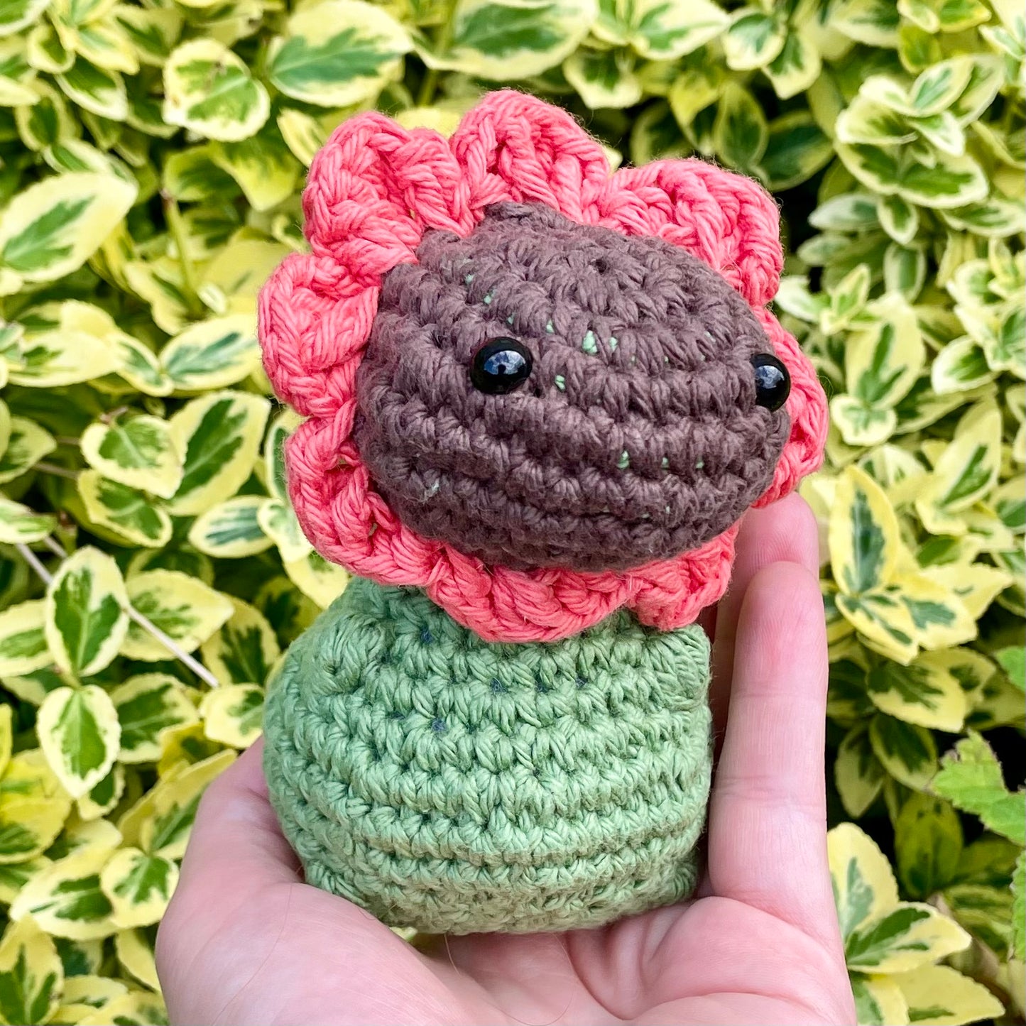 Peony the Pink Flowered Crocheted Dino Plushie