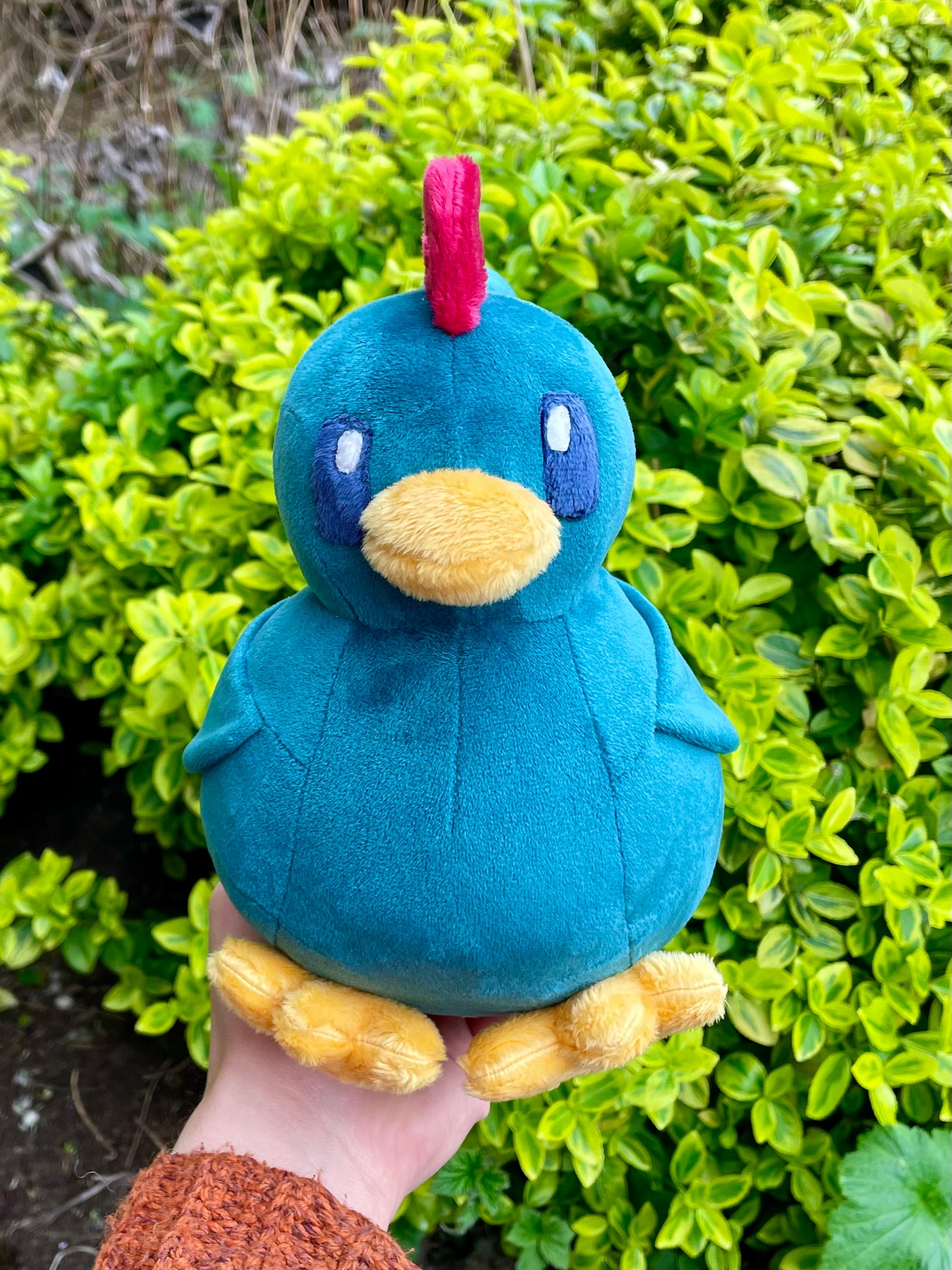 Hand Crafted Plushie - Blue Chicken, Cosy Farming Game Plush, Ready to Post.