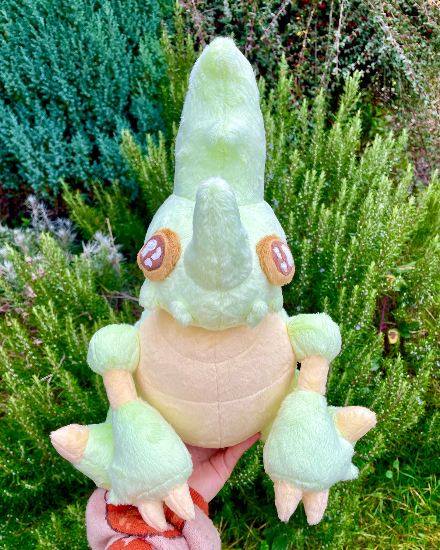 Hand Crafted Plush - Soft Green and Yellow Hercules Plush, 14” Tall, Ready to Post.