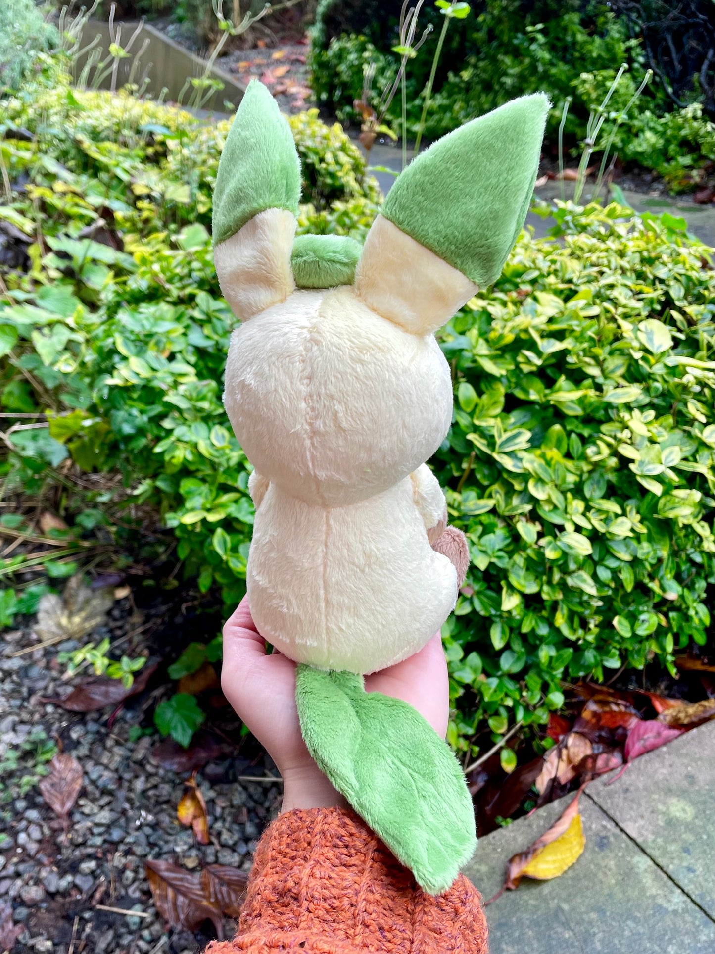 Hand-Crafted Plush - Green and Light Yellow, Super Soft Grass Type Evolution Plush, Ready to Post