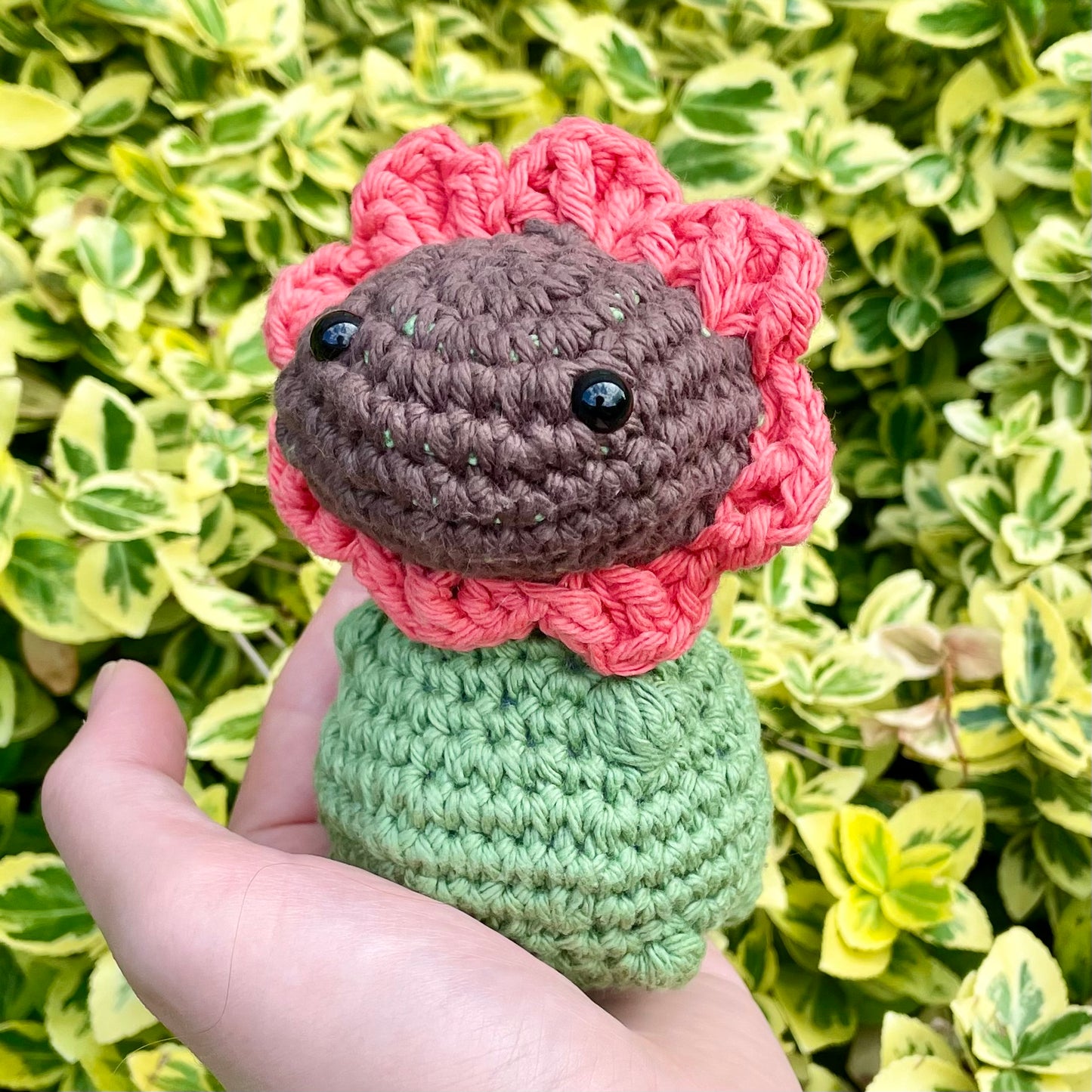 Peony the Pink Flowered Crocheted Dino Plushie