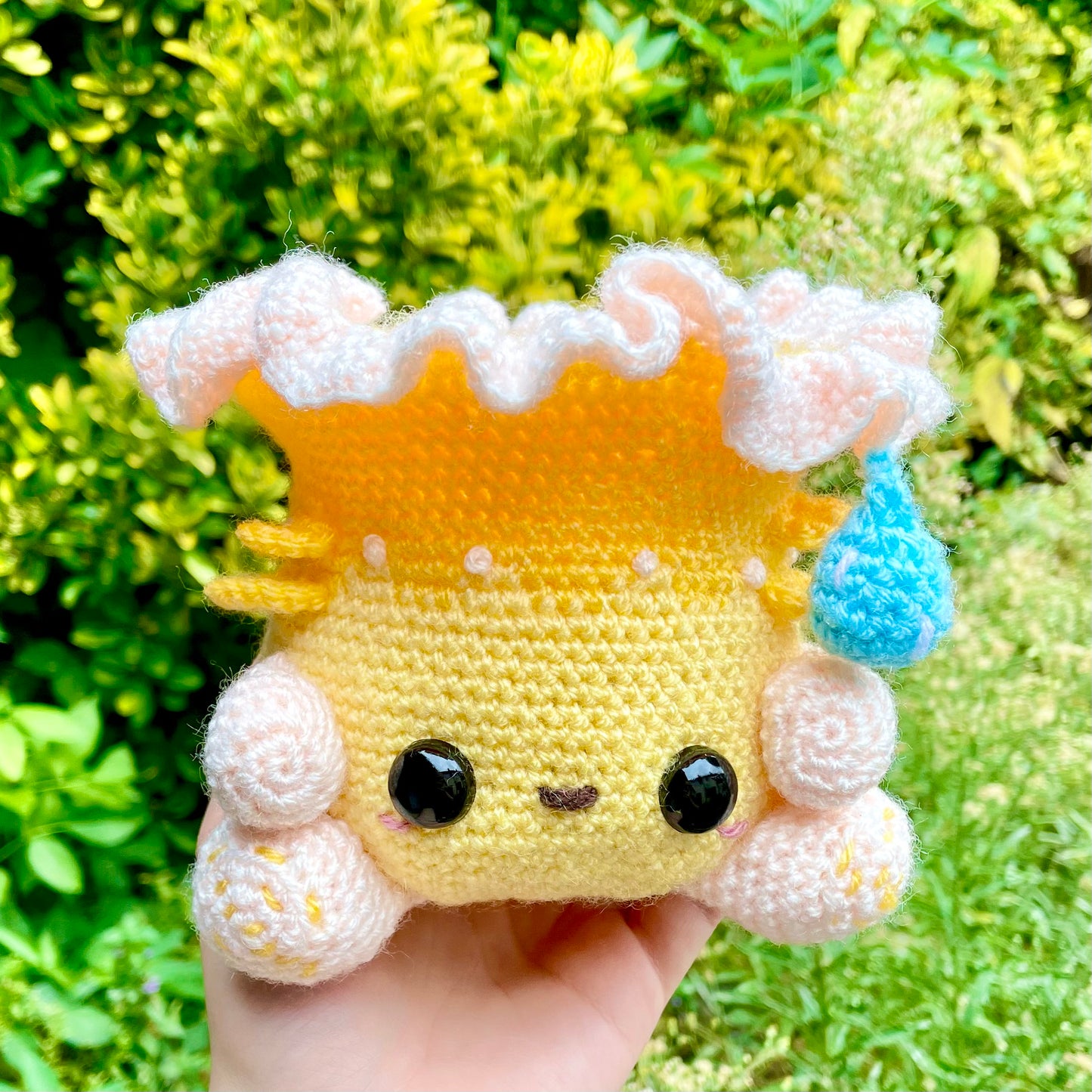 Yellow and Light Peach Chanterelle Mushroom Fungi Friend Crocheted Plushie