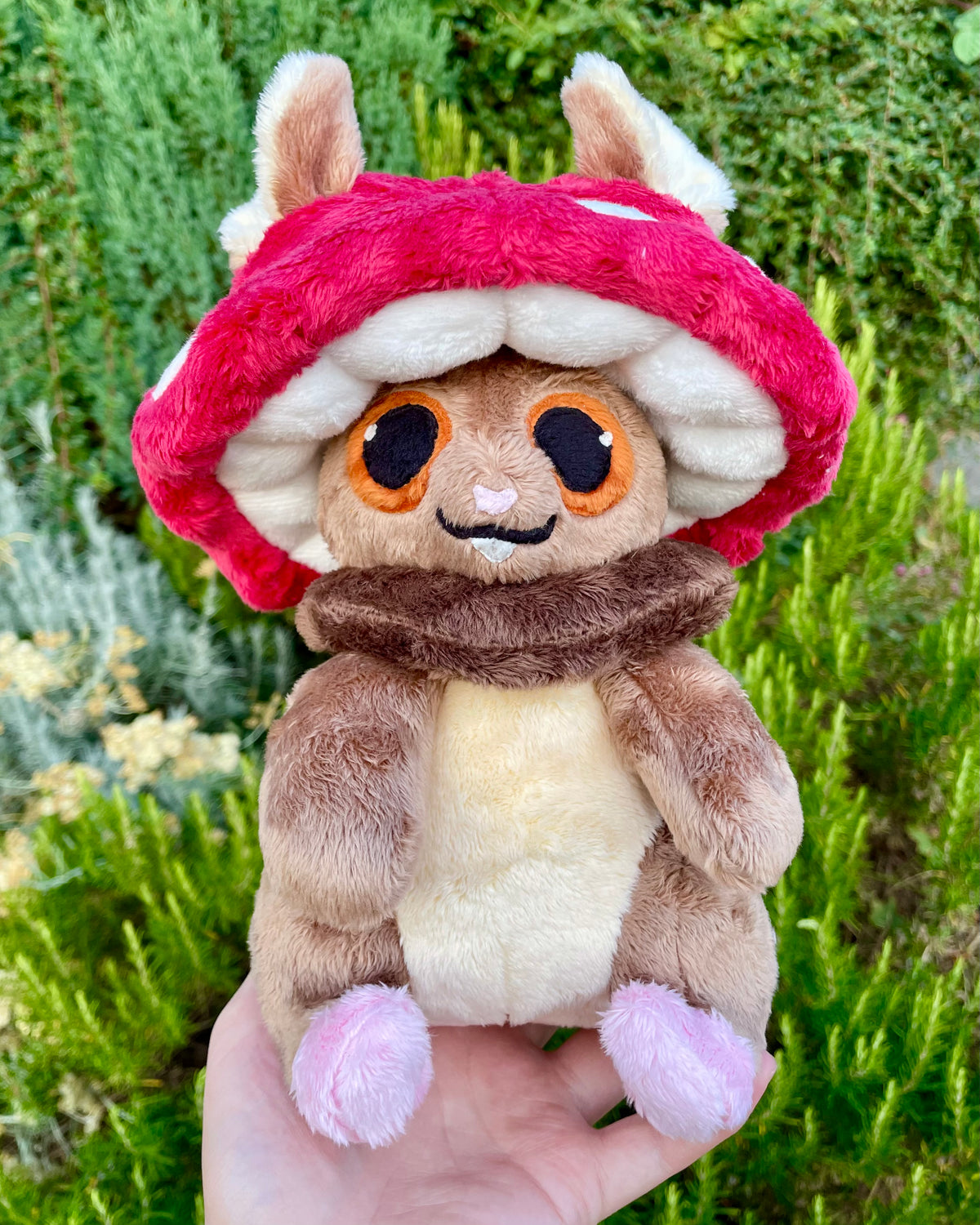 Ready to Post Brown Mouse with Removable Red Mushroom Hat