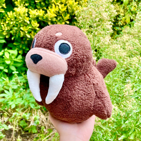 Super Fluffy Warm Brown Derpy Walrus Plushie