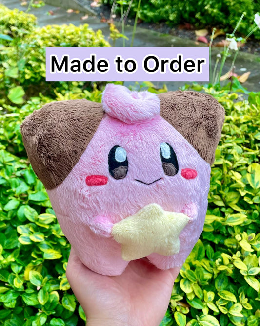 Hand-Crafted Plush, Made to Order - Pink Moon Dancing Fairy-Type, with Star, Pocket Monster Plush (Up to 3 Week Wait Time)