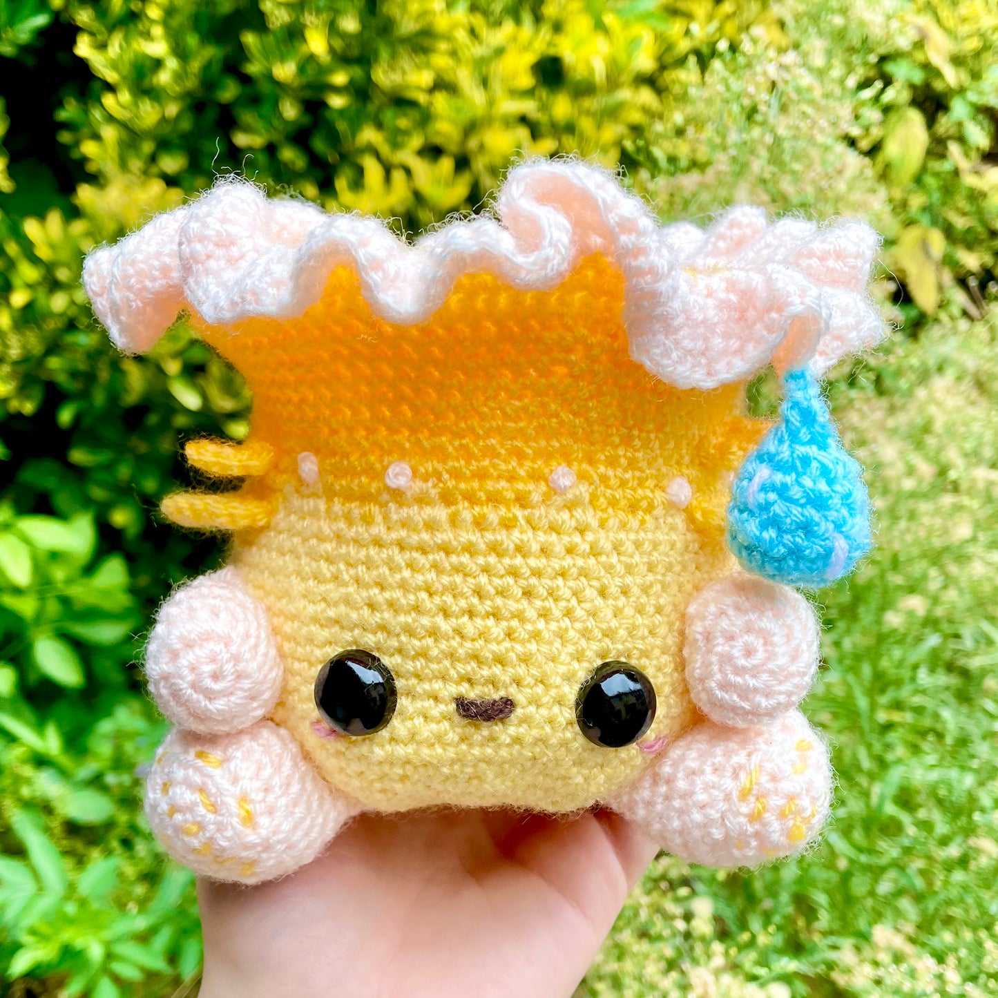 Yellow and Light Peach Chanterelle Mushroom Fungi Friend Crocheted Plushie