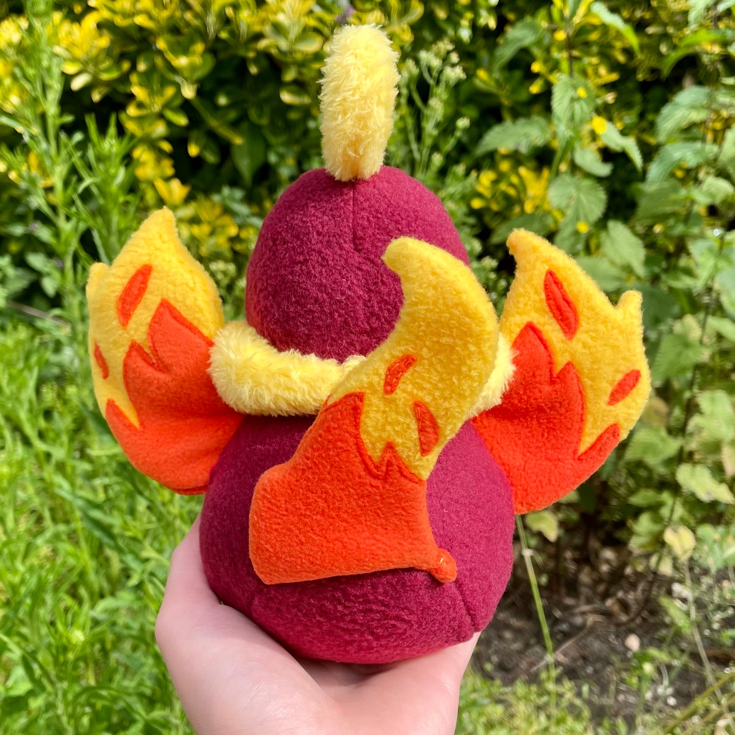 Deep Berry Red and Bright Orange Phoenix Plush