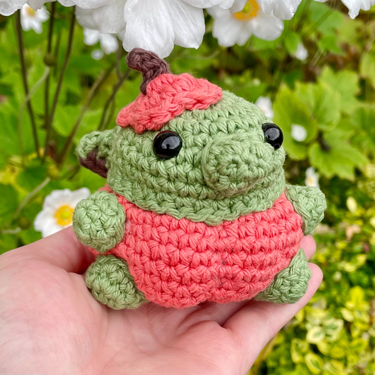 Sage green and Bright Peach Chonky Pumpkin Dragon Crocheted Plushie