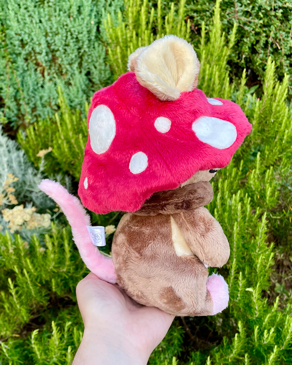 Ready to Post Brown Mouse with Removable Red Mushroom Hat